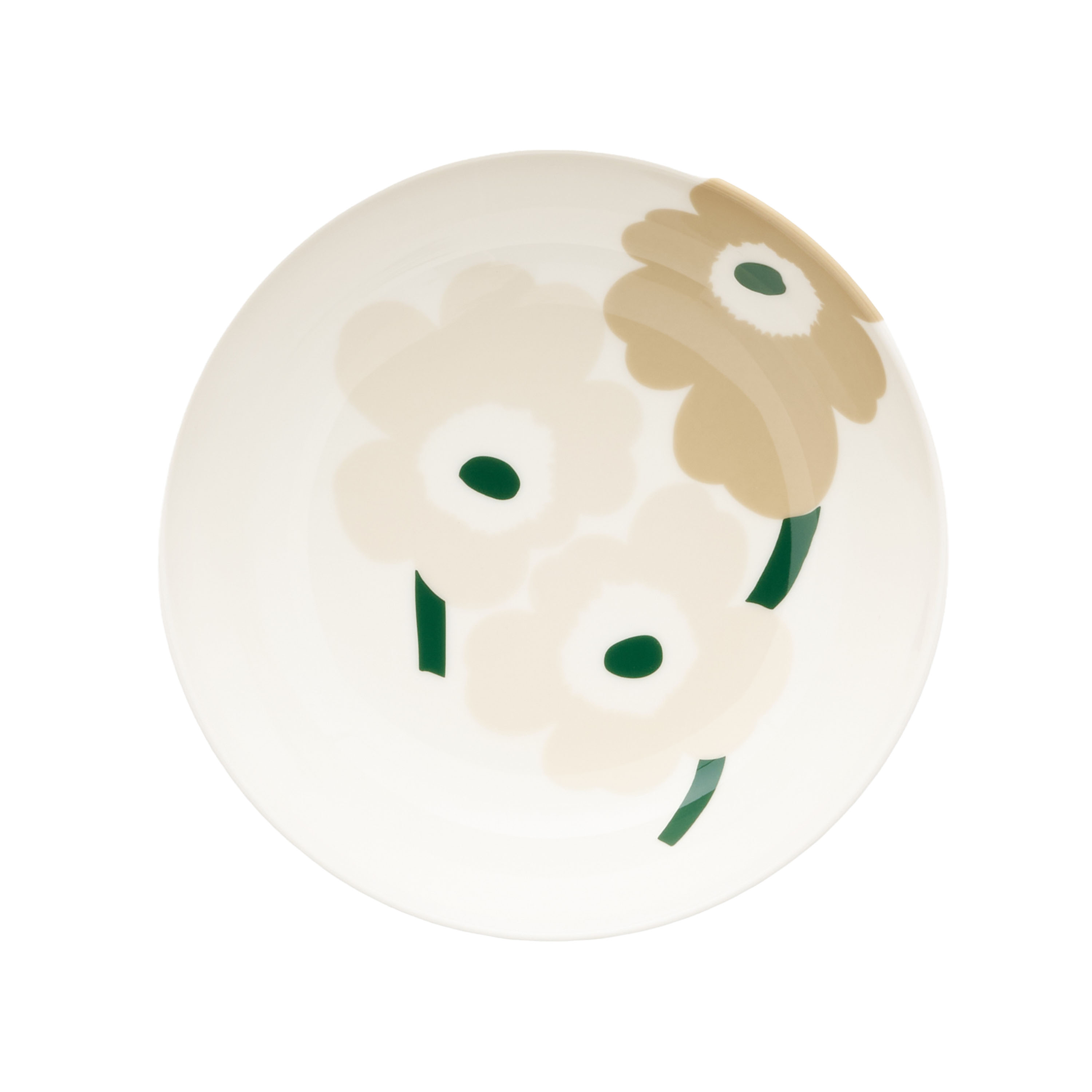 Oiva Unikko Djup Tallrik White/Beige/Dark Green Ø16