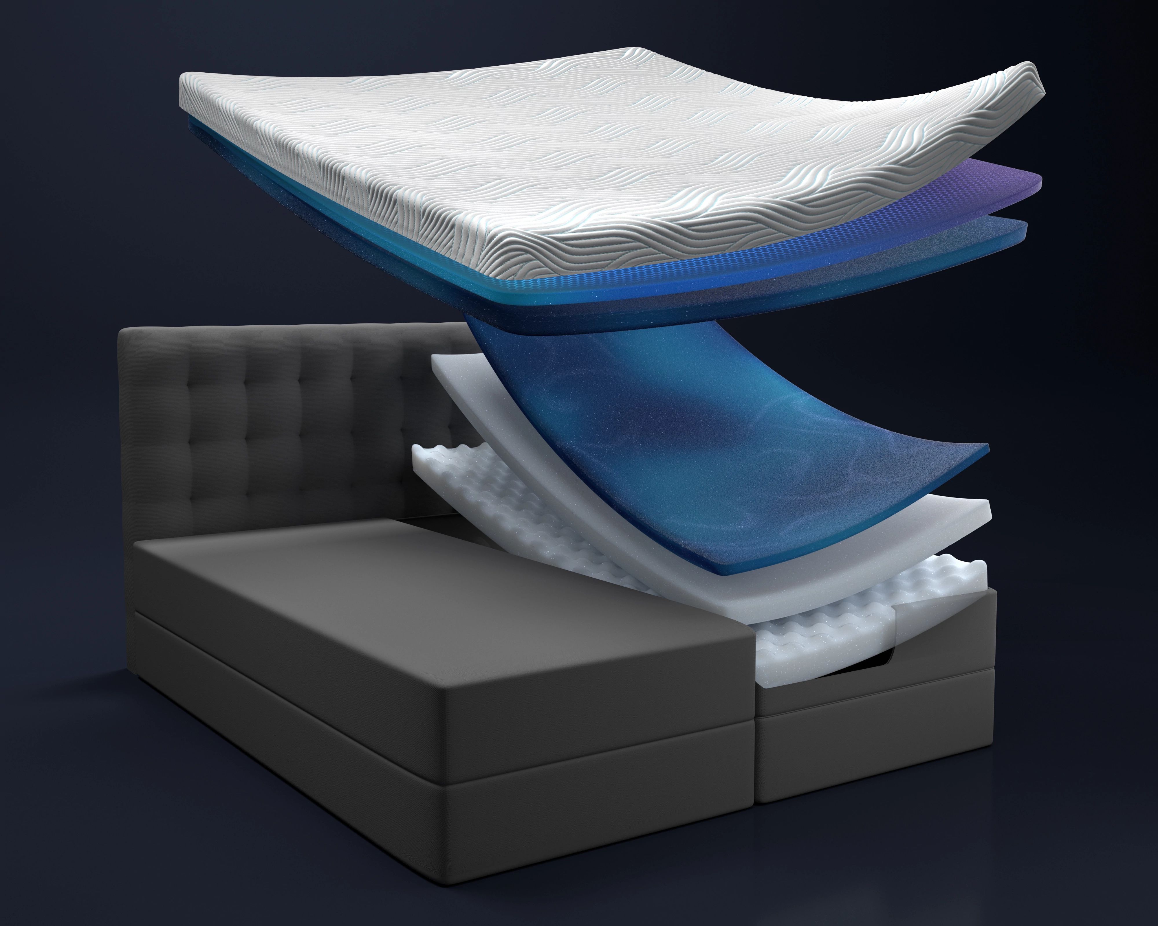 Tempur Promise Ramsäng Warm Grey 160x200 ProLuxe SmartCool 10cm Mjuk Rundat Ekben 19cm