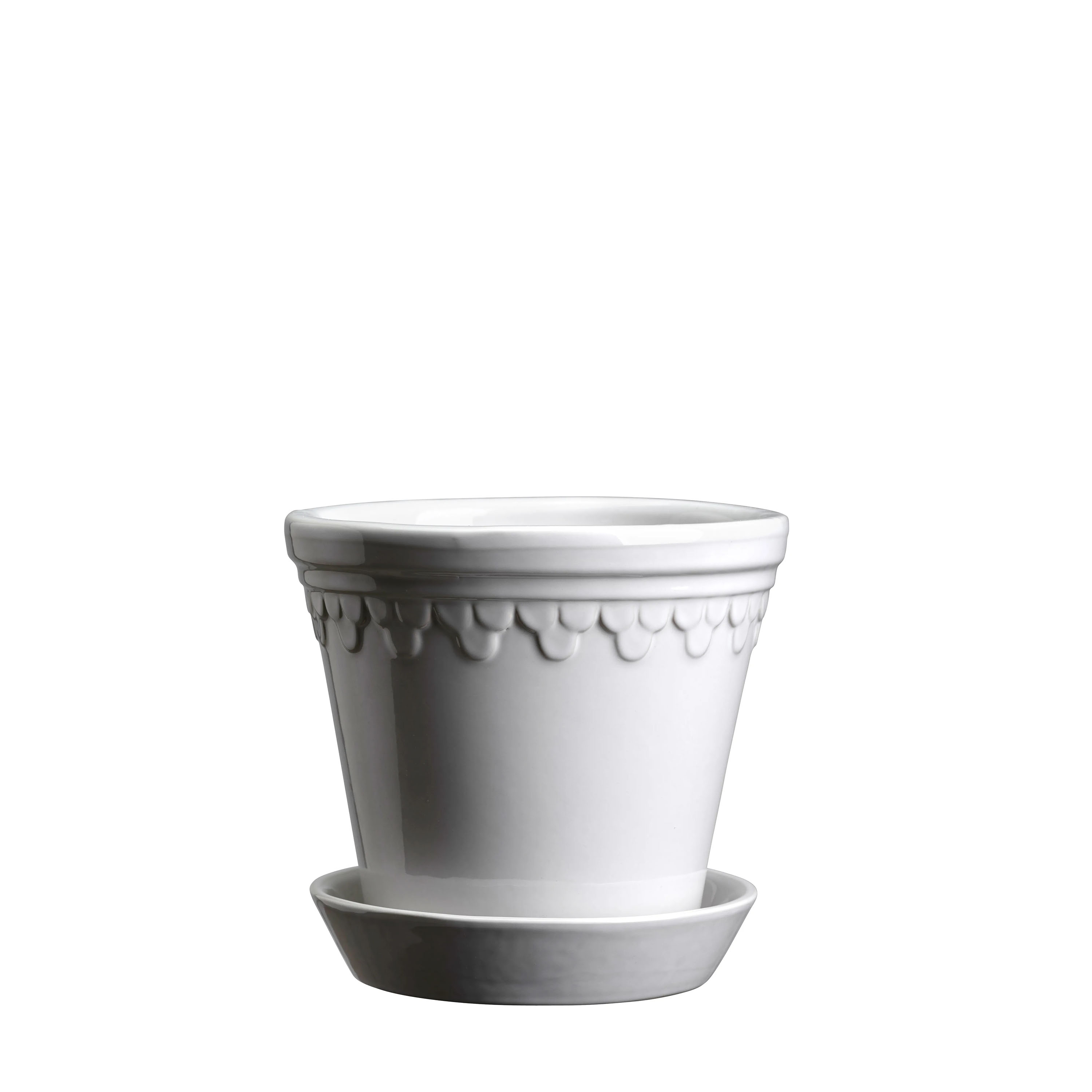 Københavner Kruka med fat Glazed Mineral White Ø10