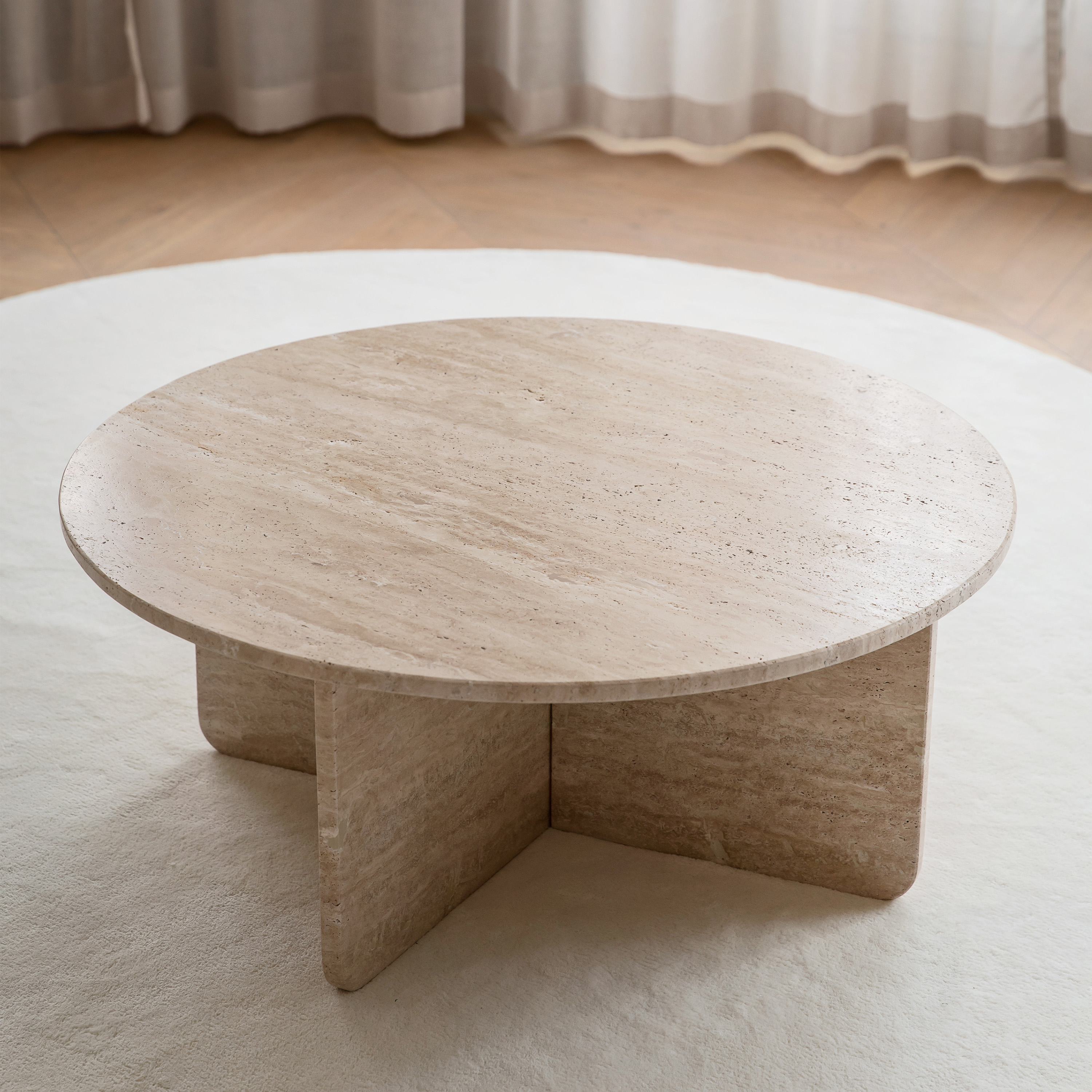 Sleepo Collection Travis Soffbord Travertin Ø85