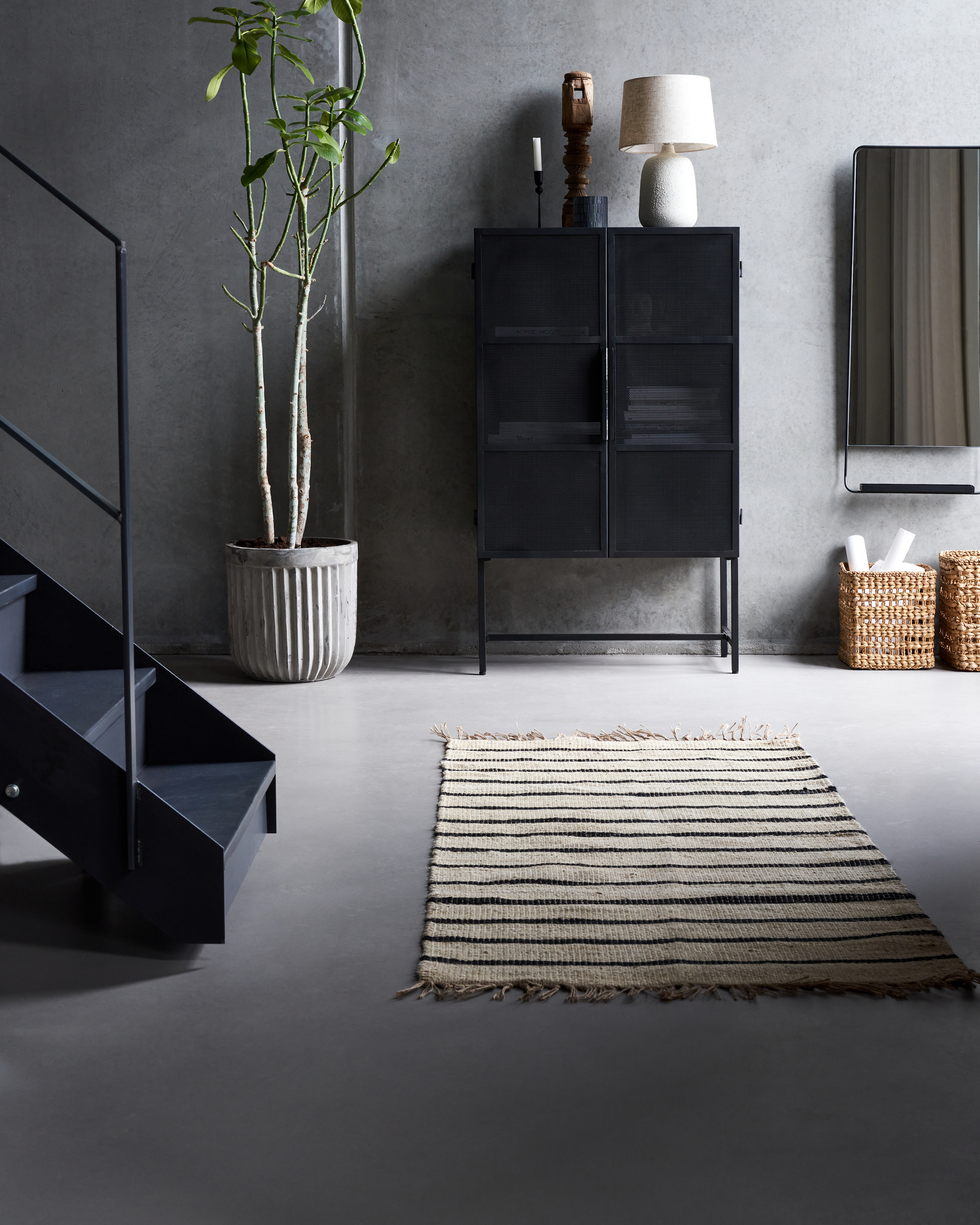 House Doctor Sima Løpematte Jute Svart/Natur 200x90