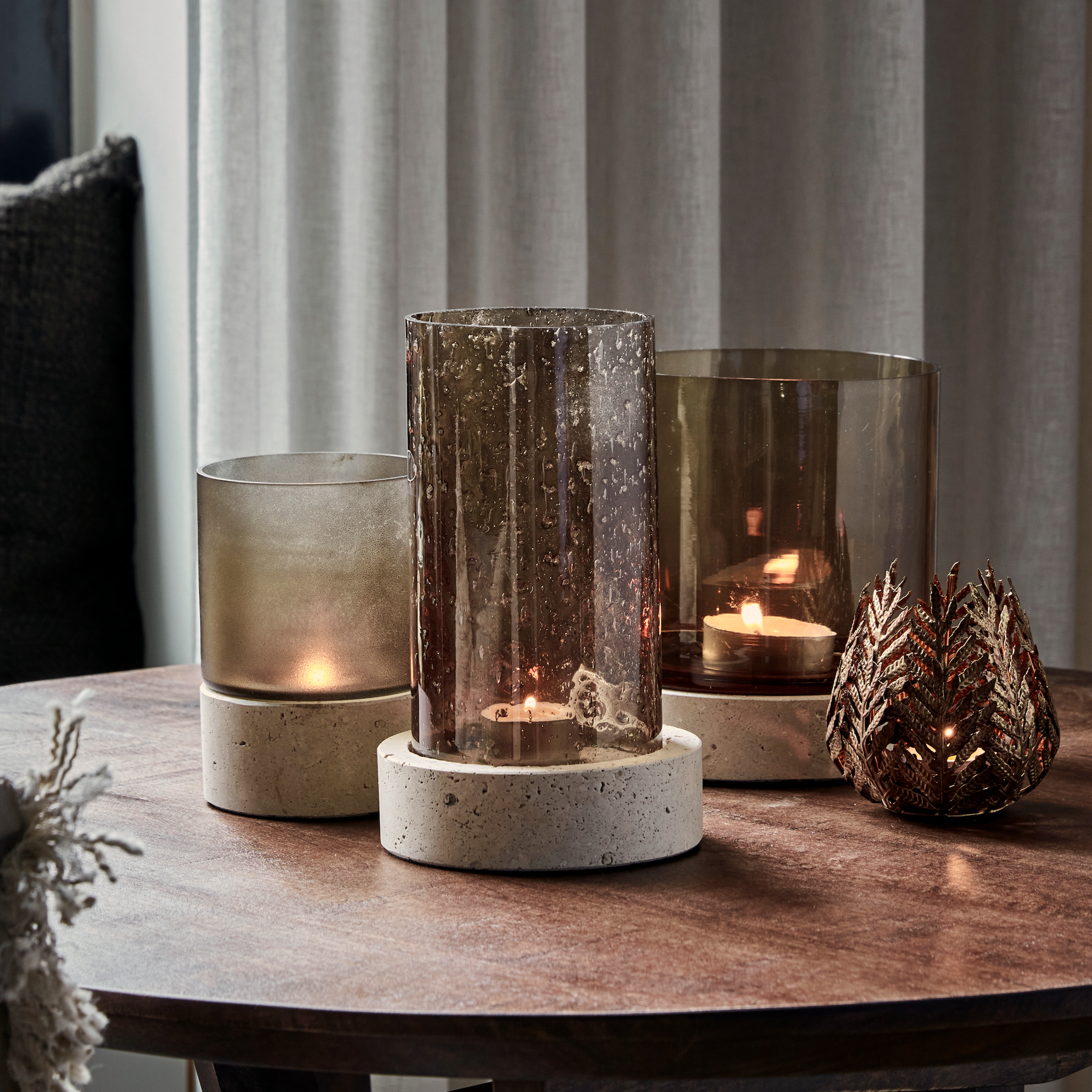 House Doctor Rivo Lysestake Travertin Brun 17cm