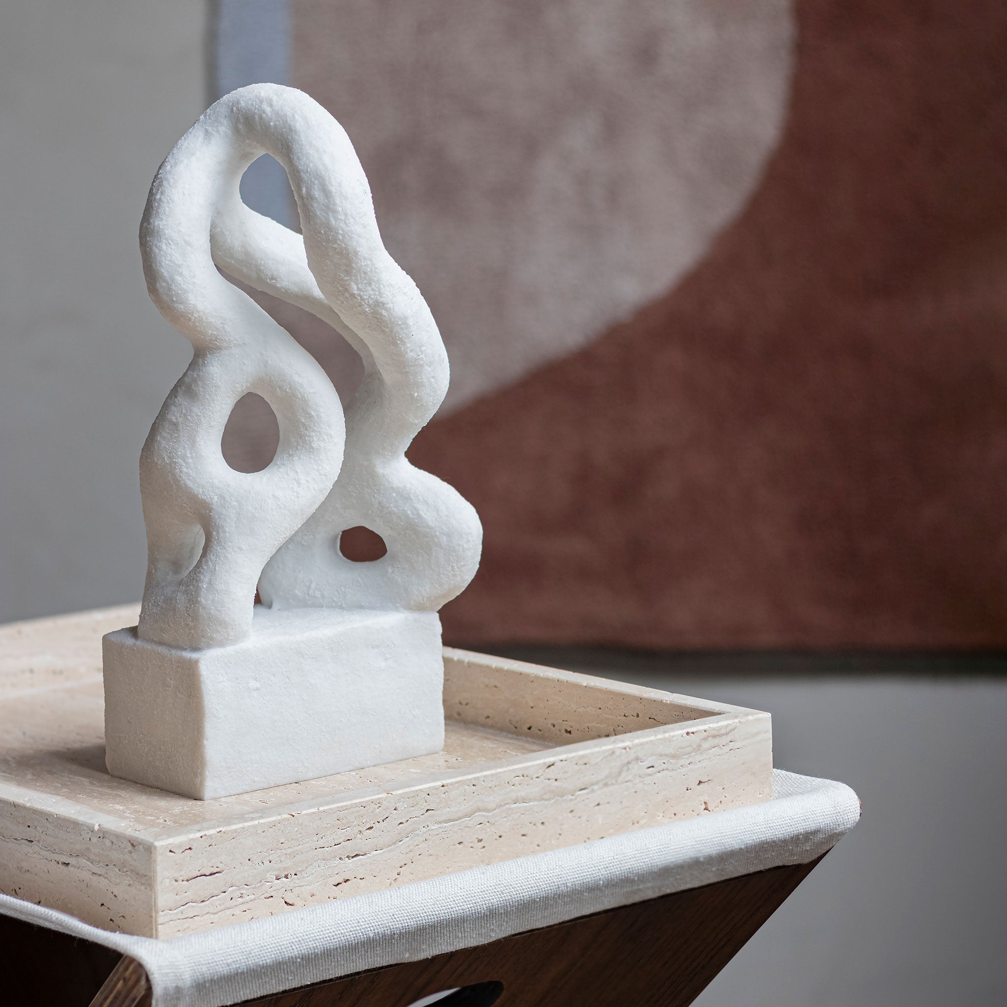 Mette Ditmer Travertine Teller Dekoration Leinen 40cm