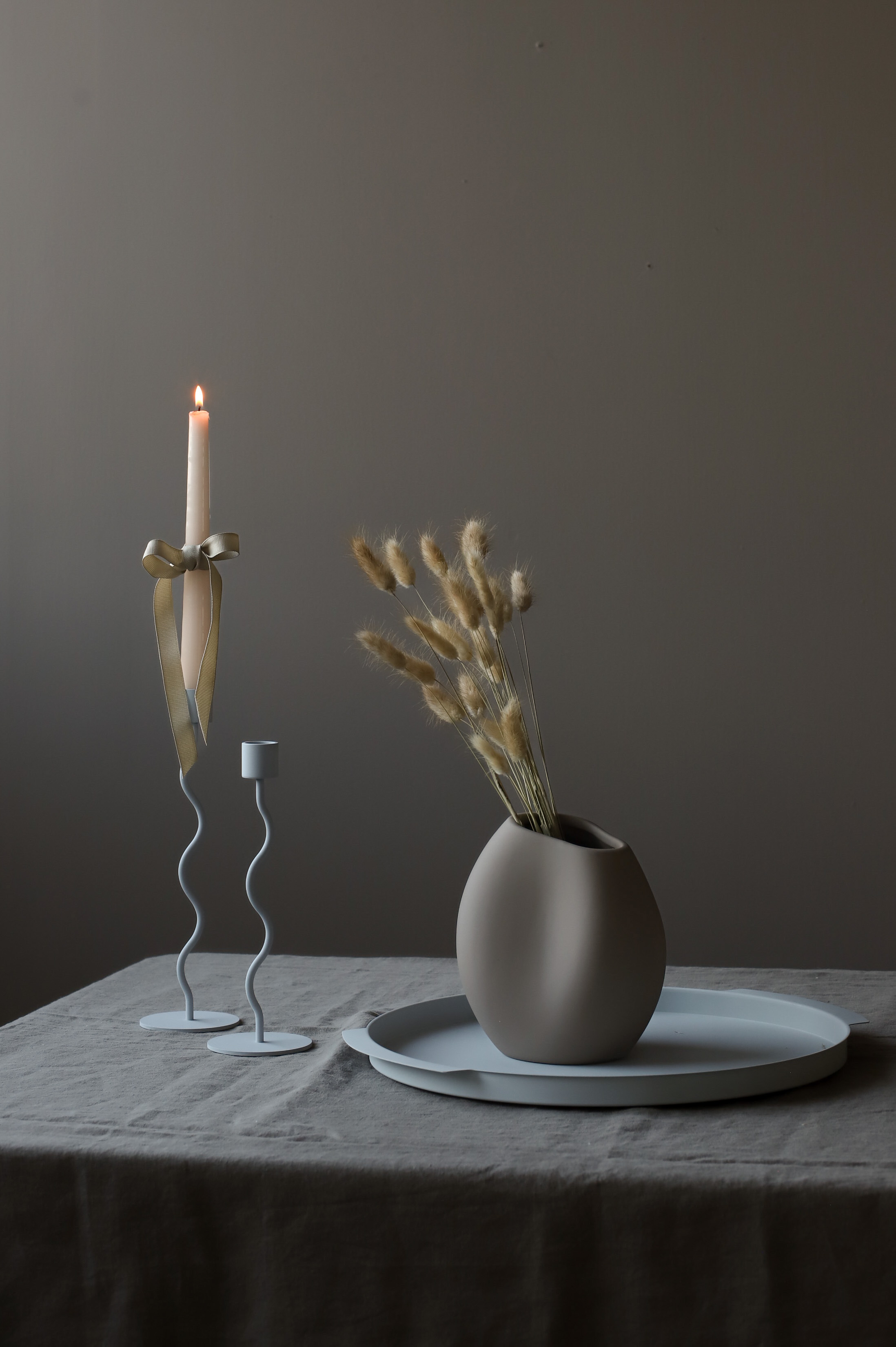 Cooee Design Curved Ljusstake Pale Blue 26cm