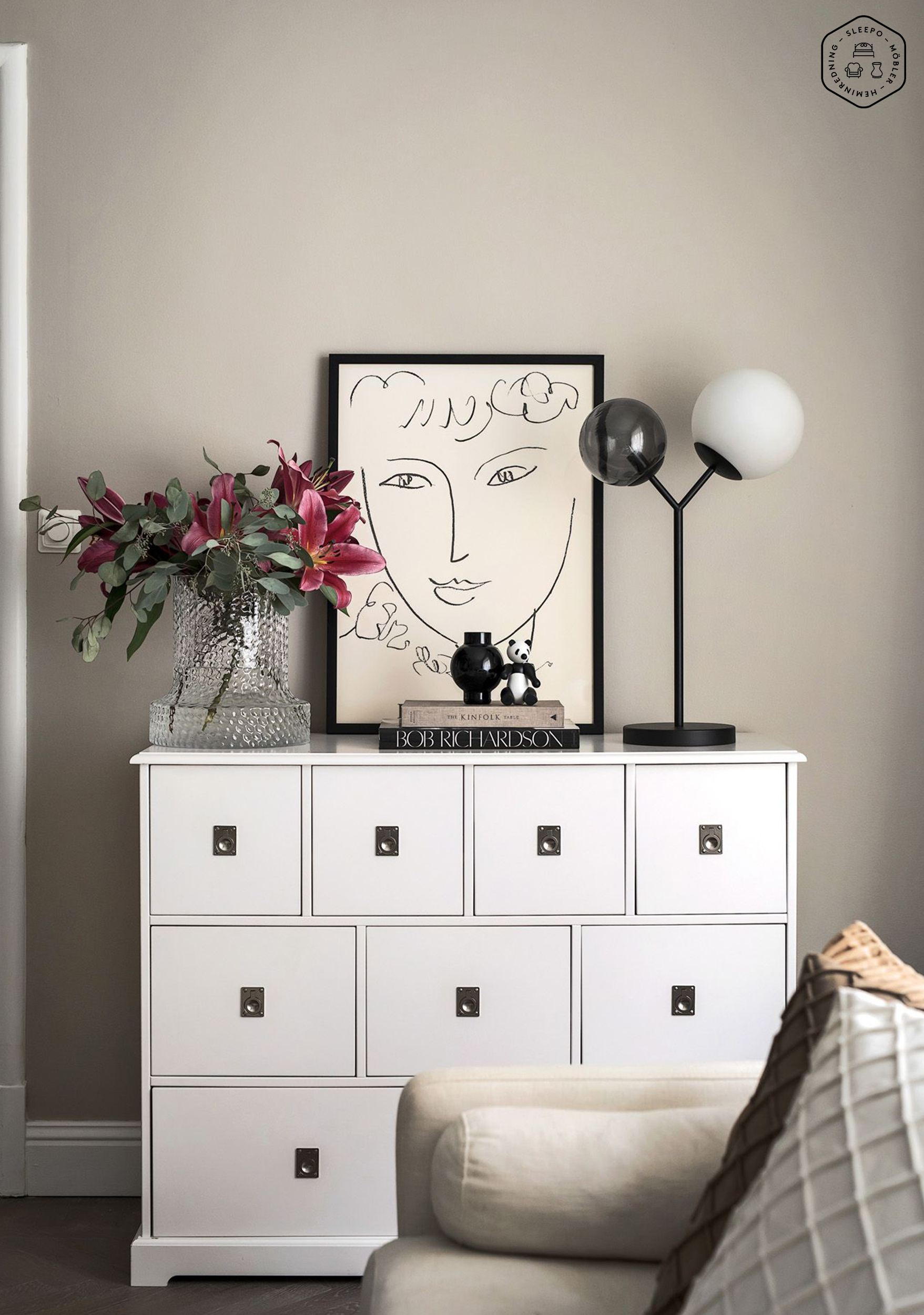 Mavis Smögen Byrå 9-Lådor Vit