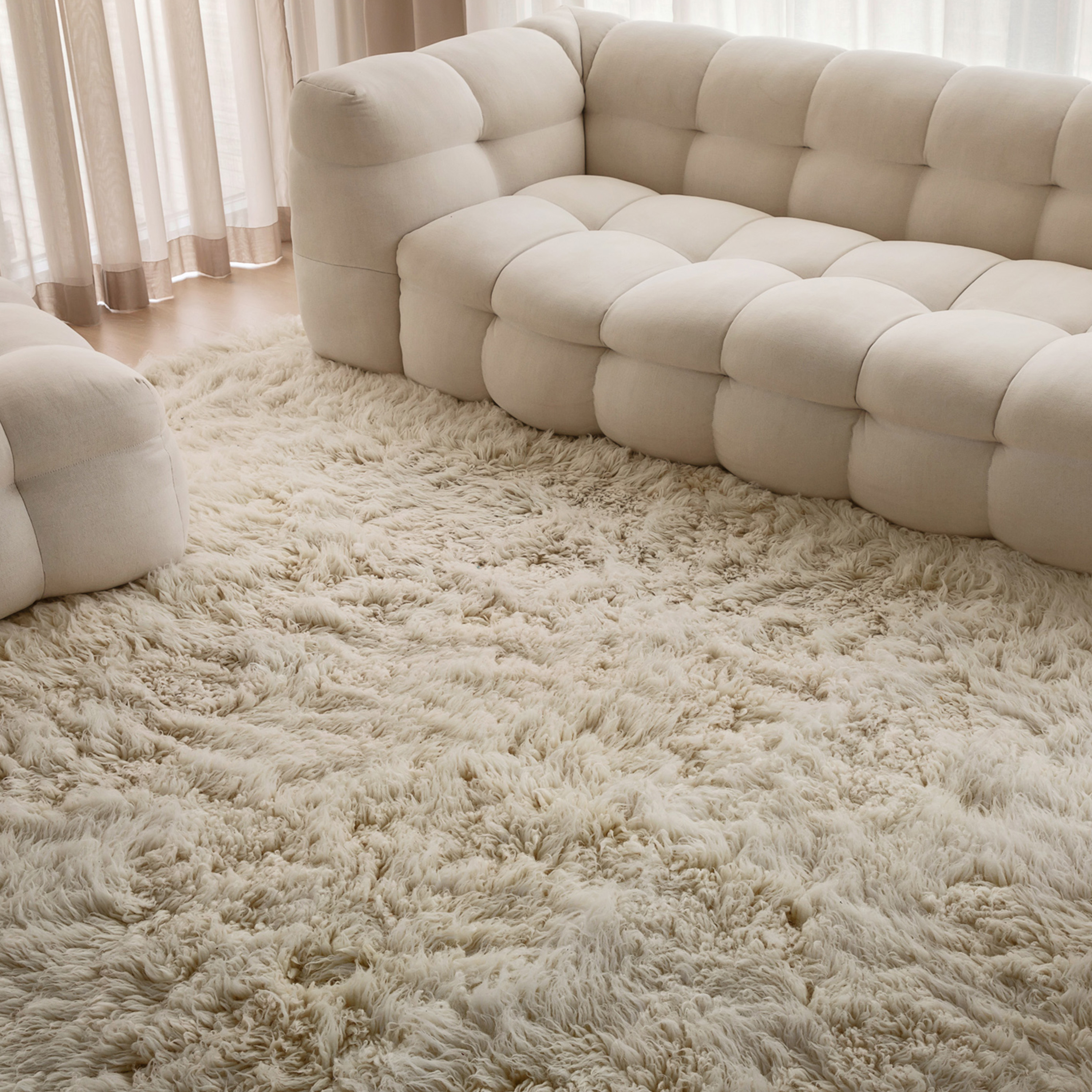 Fluffy Flokati Matta White 200x300