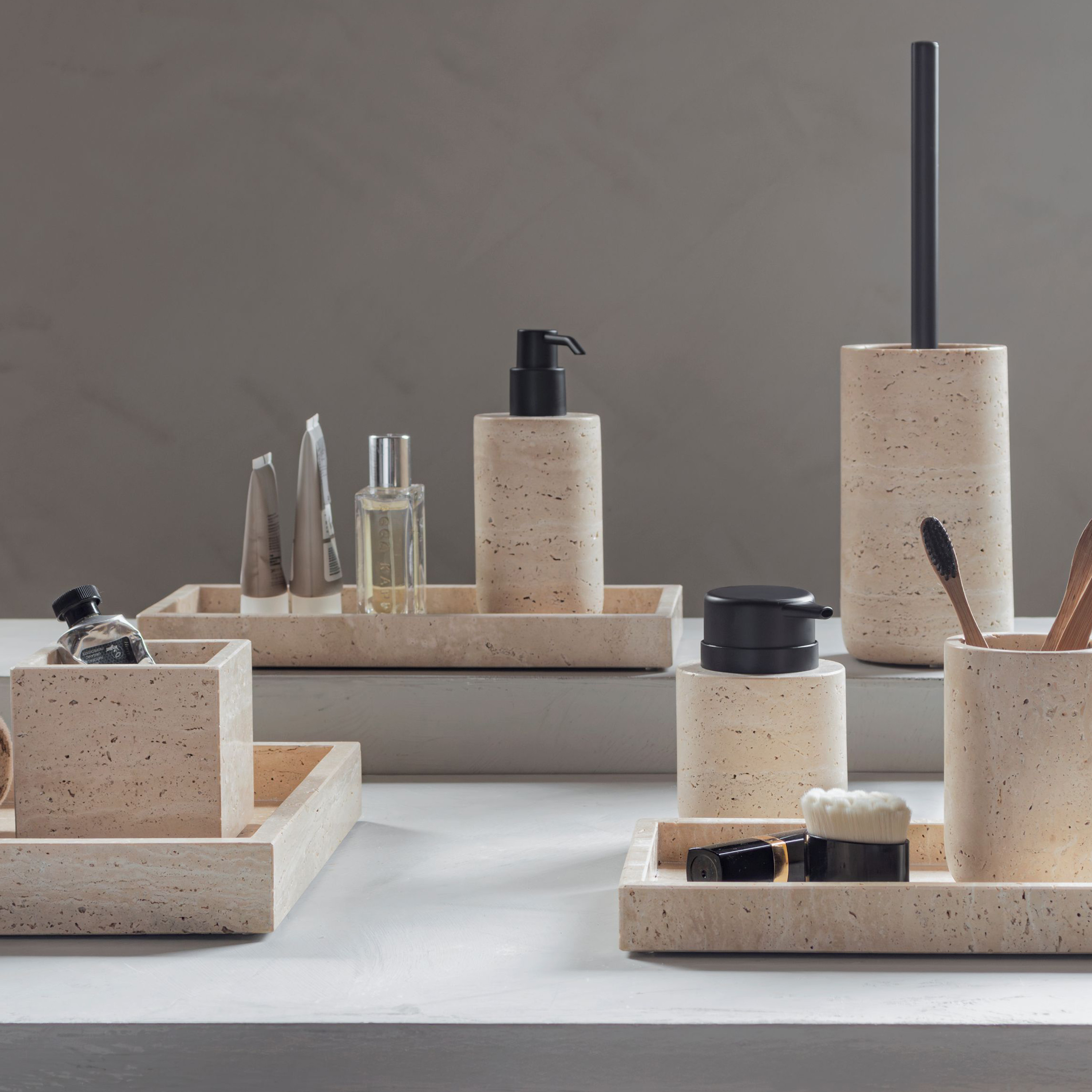 Mette Ditmer Travertine Teller Dekoration Leinen 40cm