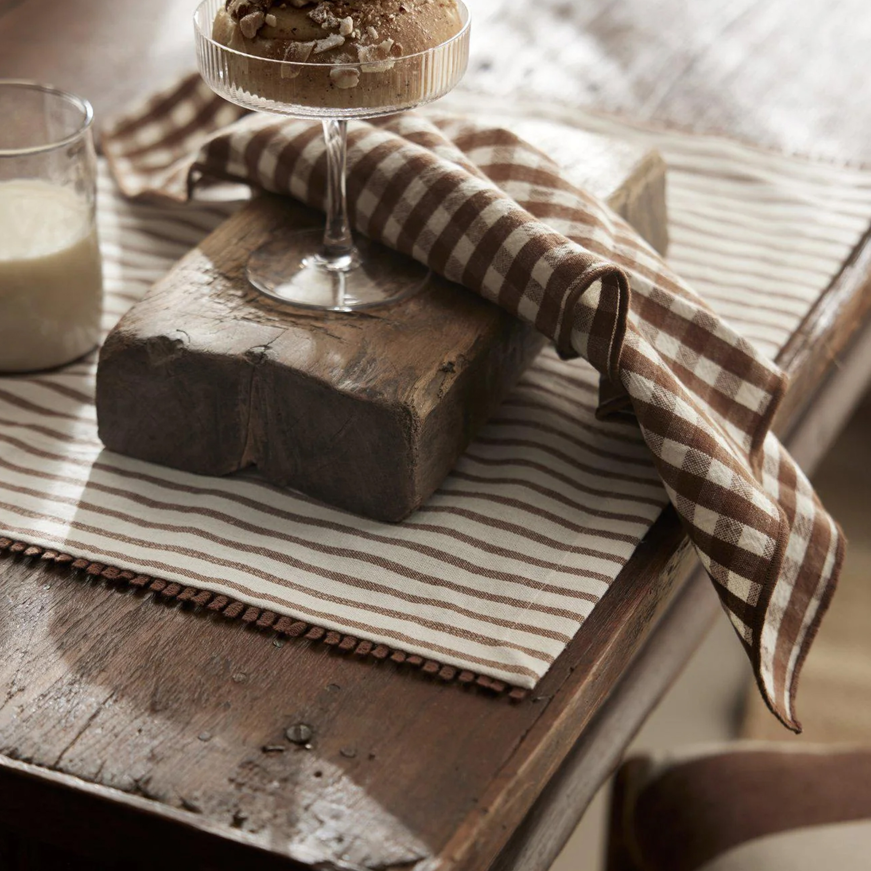Jakobsdals Tazza Servett Brun/offwhite 4-pack
