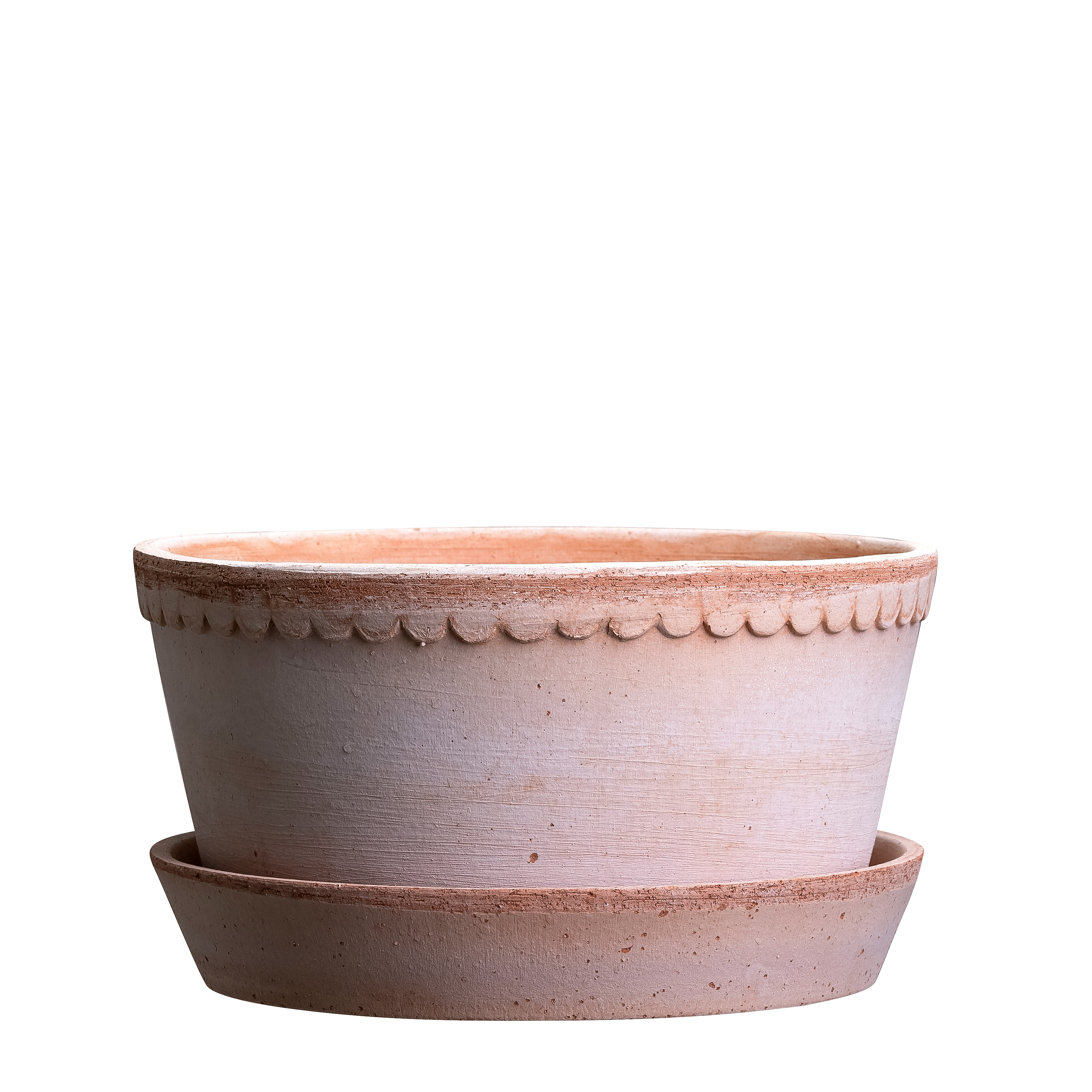 Helena Low Kruka med fat Raw Rosa Terracotta Ø21