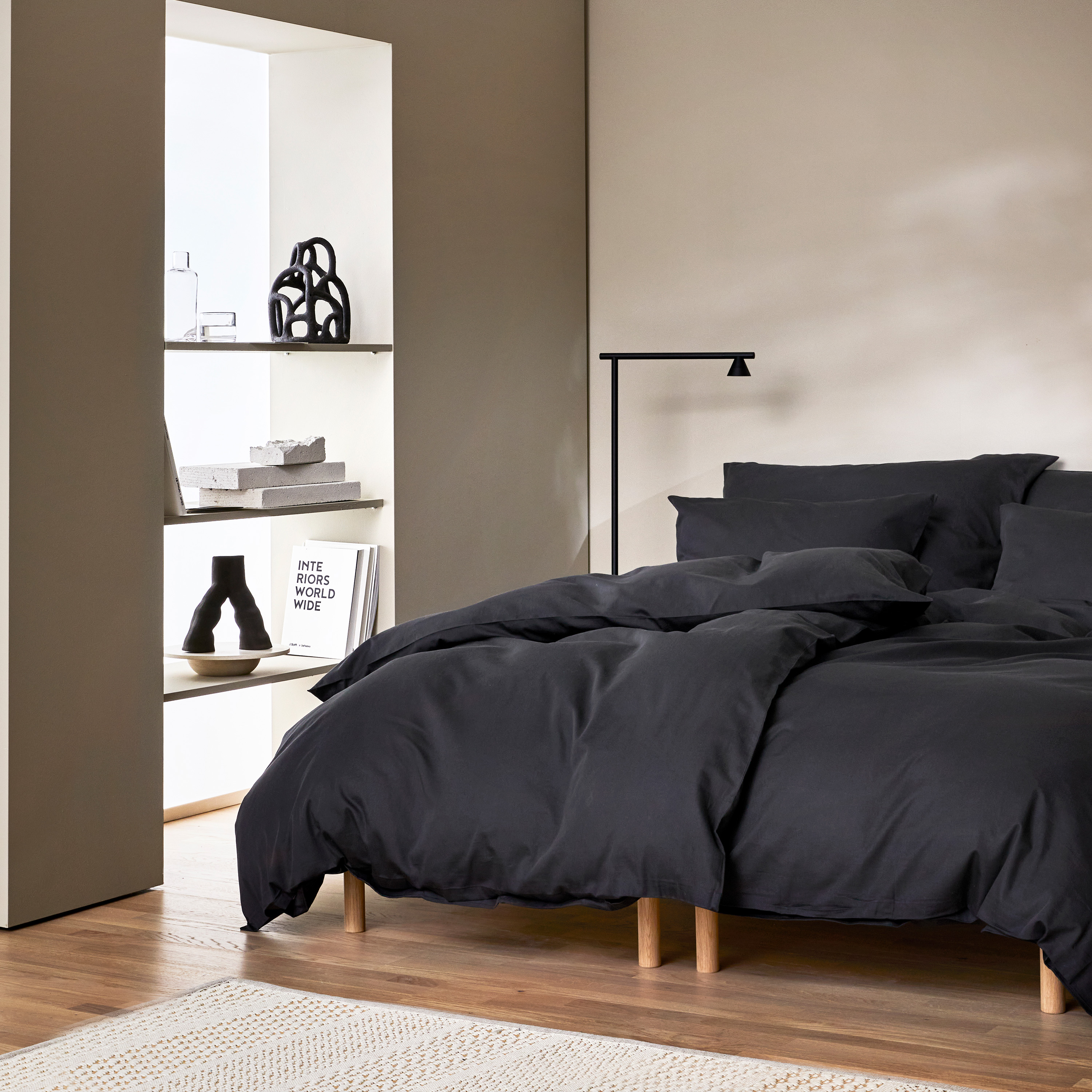 Høie Harmoni 2-osainen Pussilakanasetti Hillitty Musta