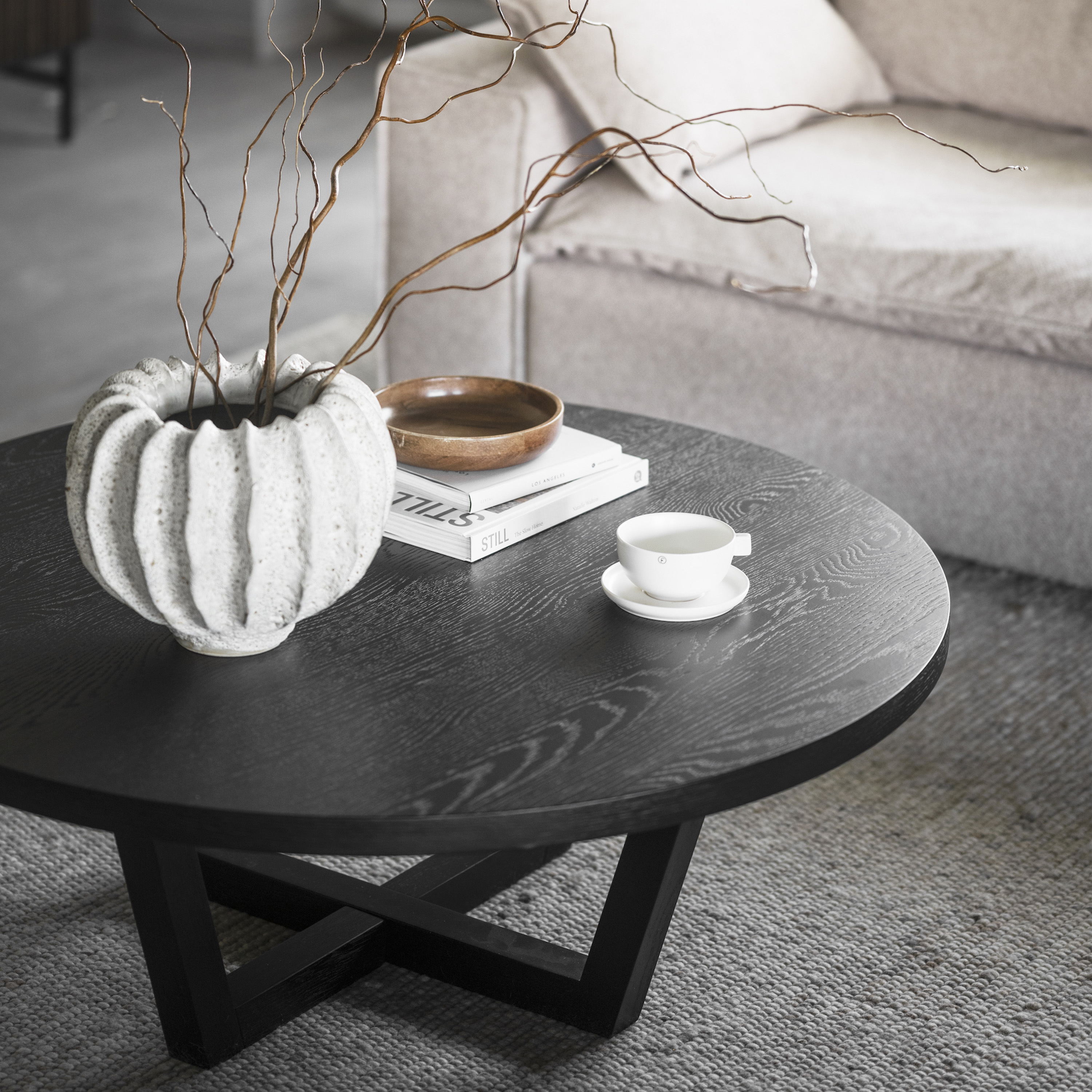 Rowico Home Boxford Couchtisch Schwarz Ø110