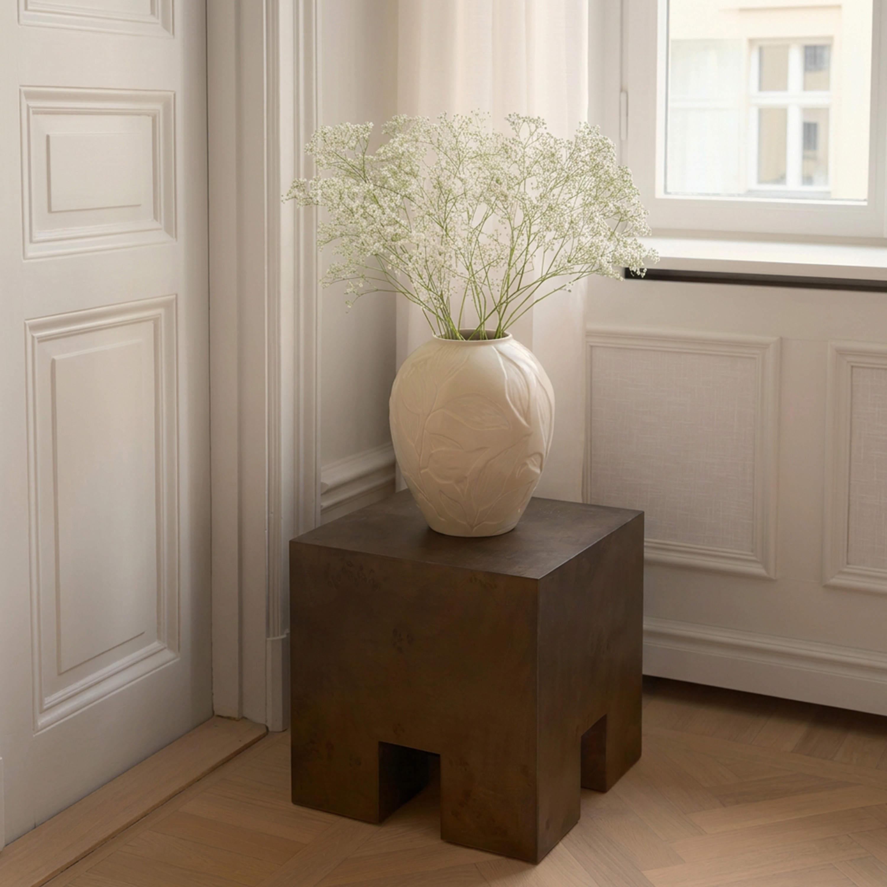 Sleepo Collection Chunky Side Table Brown Stained Poplar 40x40