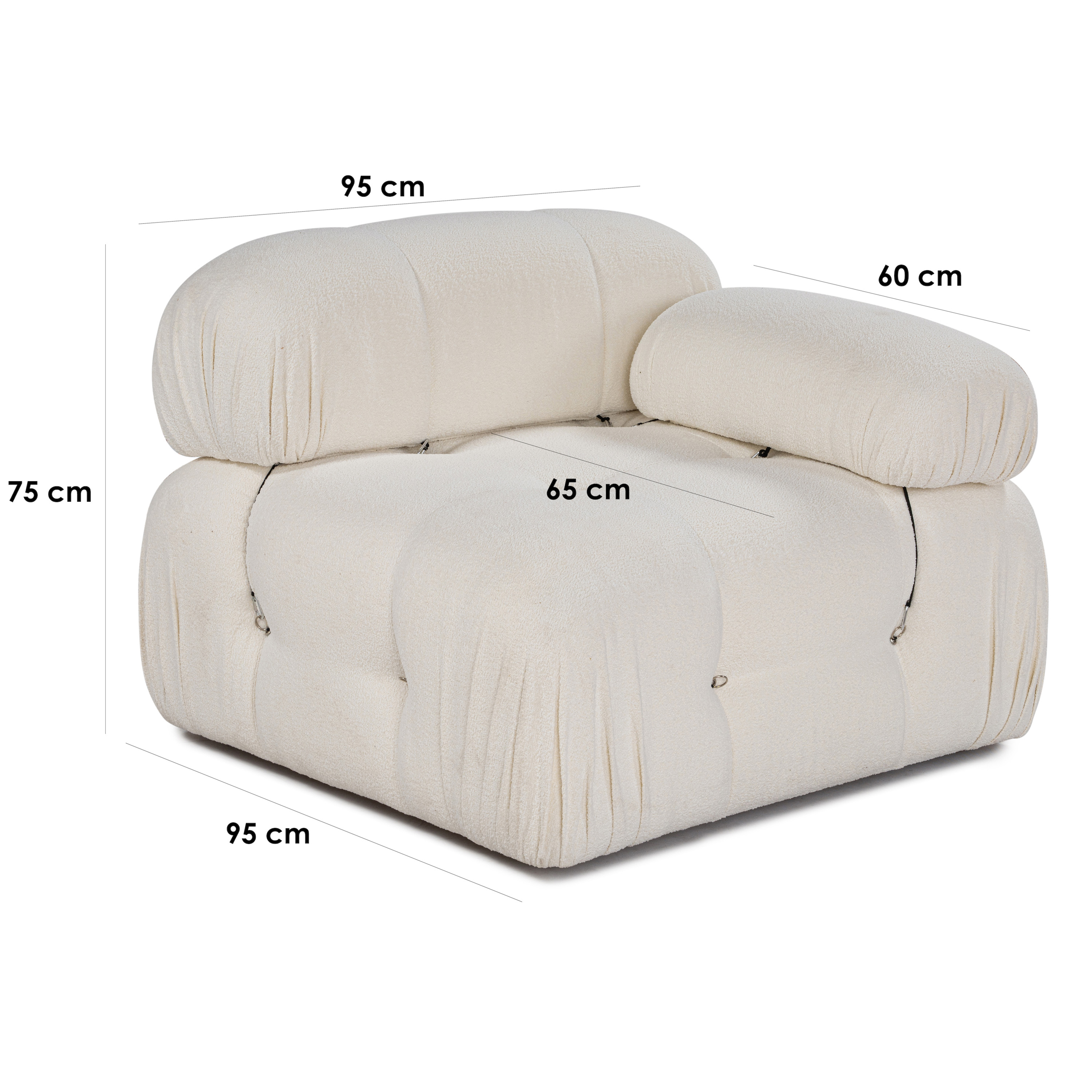 Sleepo Collection Blanca Høyremodul White Bouclé