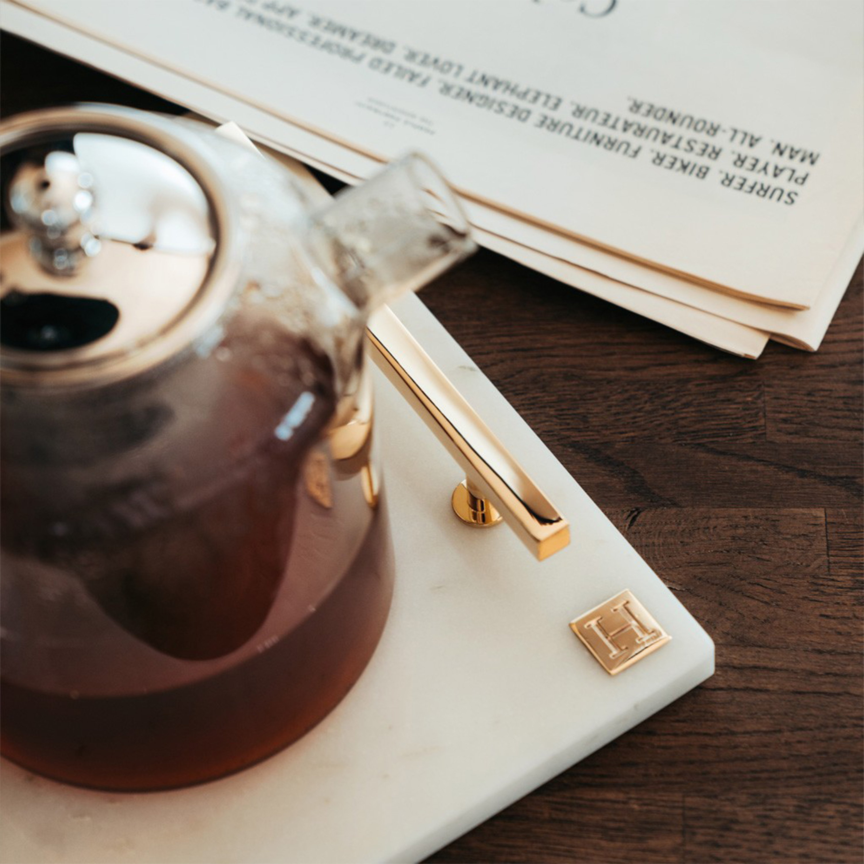 Hilke Collection Marmorbricka Vit/Guld