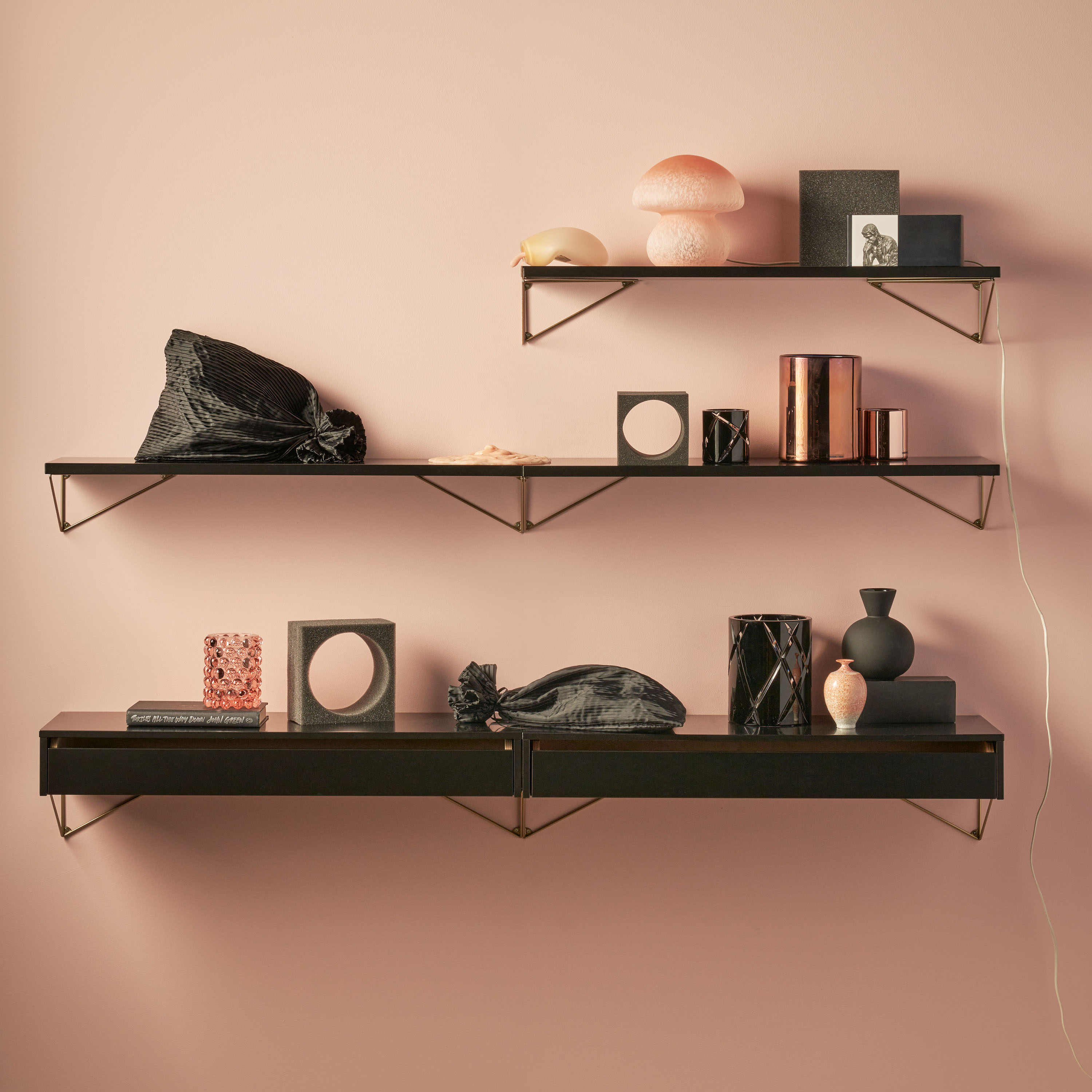 Maze Pythagoras Shelf Black 20x60cm