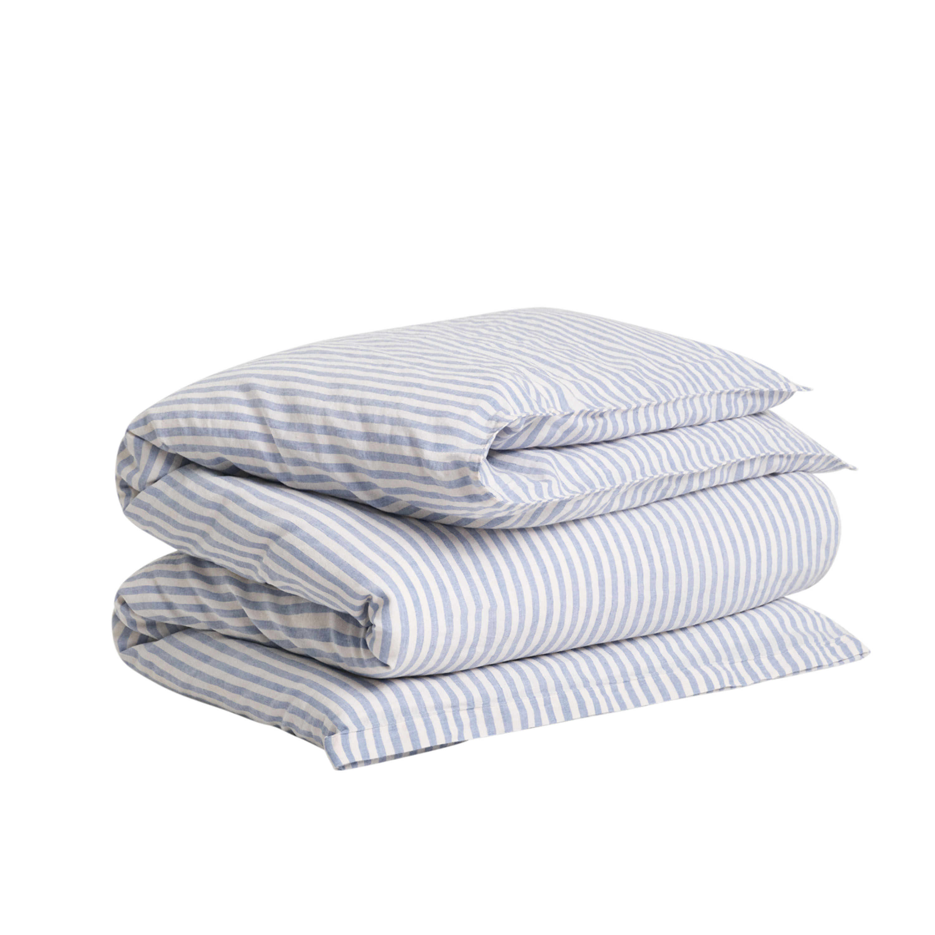 Cotton Linen Stripe Bettbezug Faded Denim 220x220