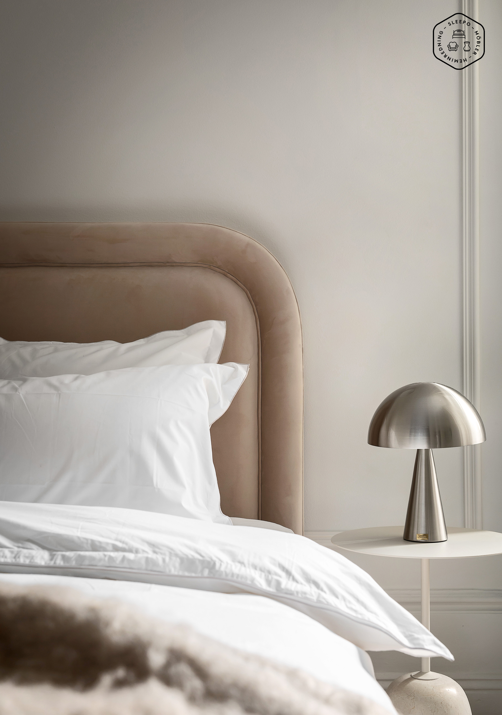 Sleepo Collection Celine Sänggavel Sammet Beige 180cm