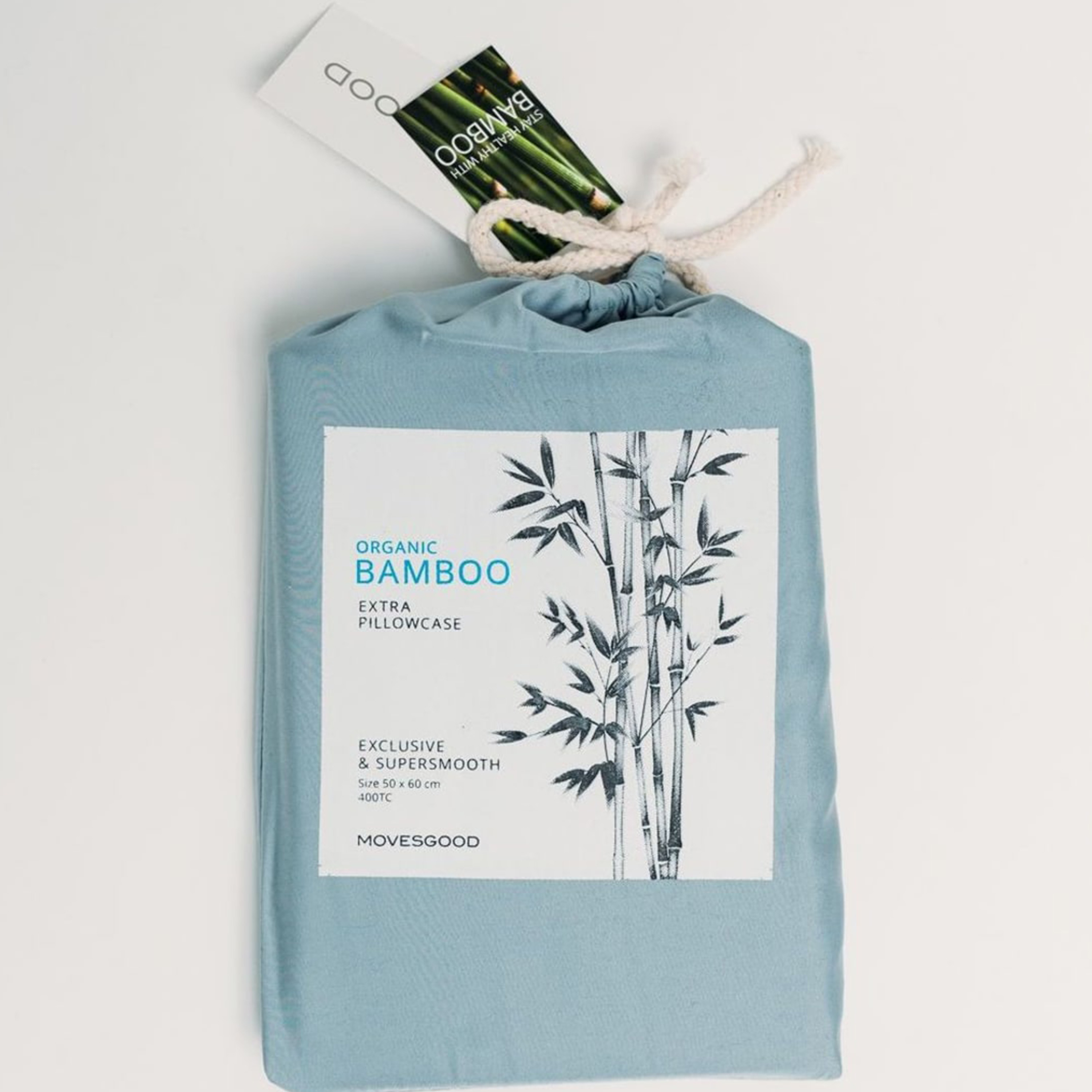 Movesgood Bamboo Tyynyliina Light Blue 50 x 60 2-pakkaus