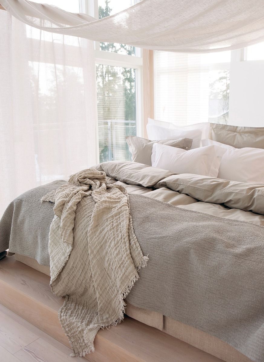 Himla Hannelin Pläd Linne Natural/White 130x170