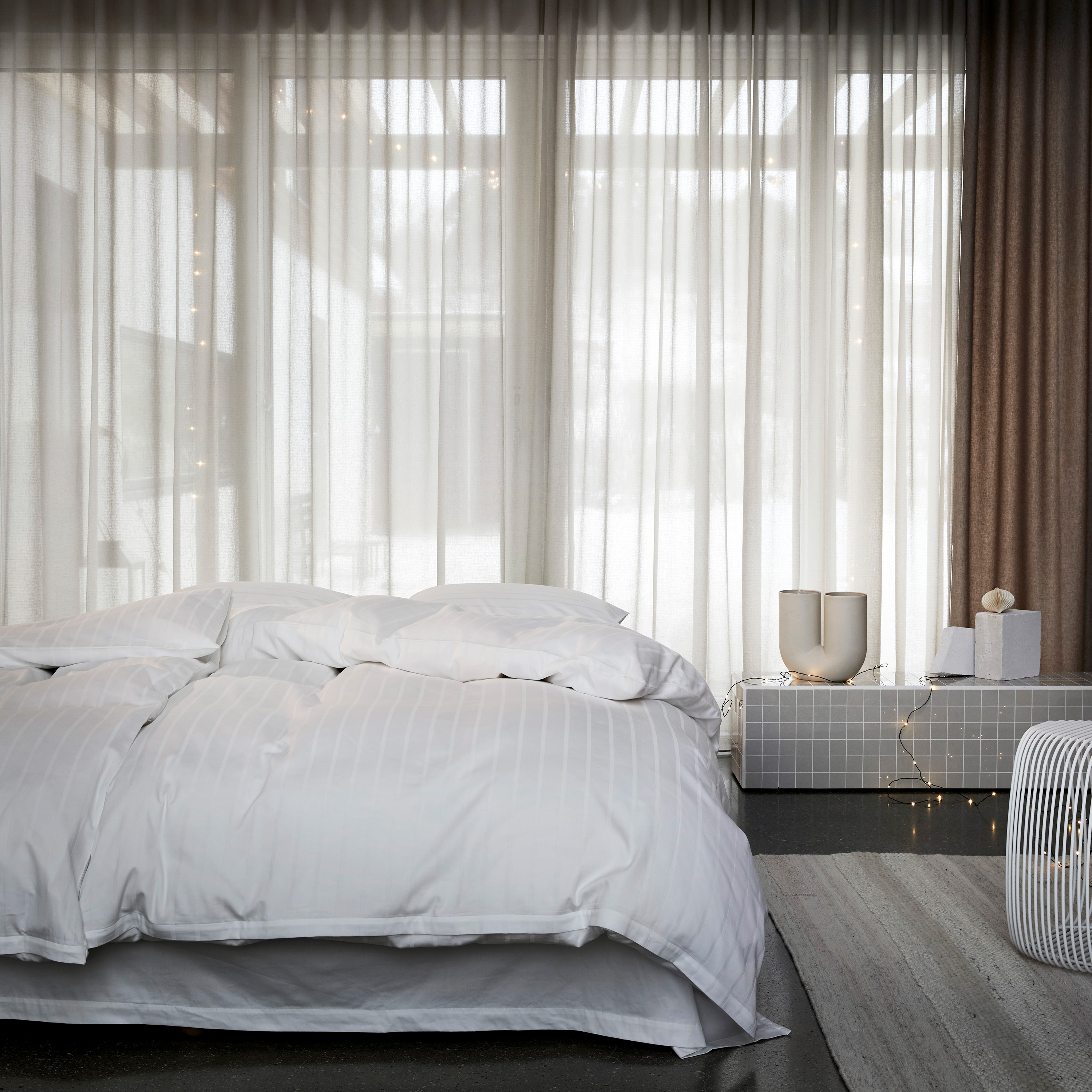 Høie Milano Pussilakanasetti Satin Valkoinen 220x220/50x60