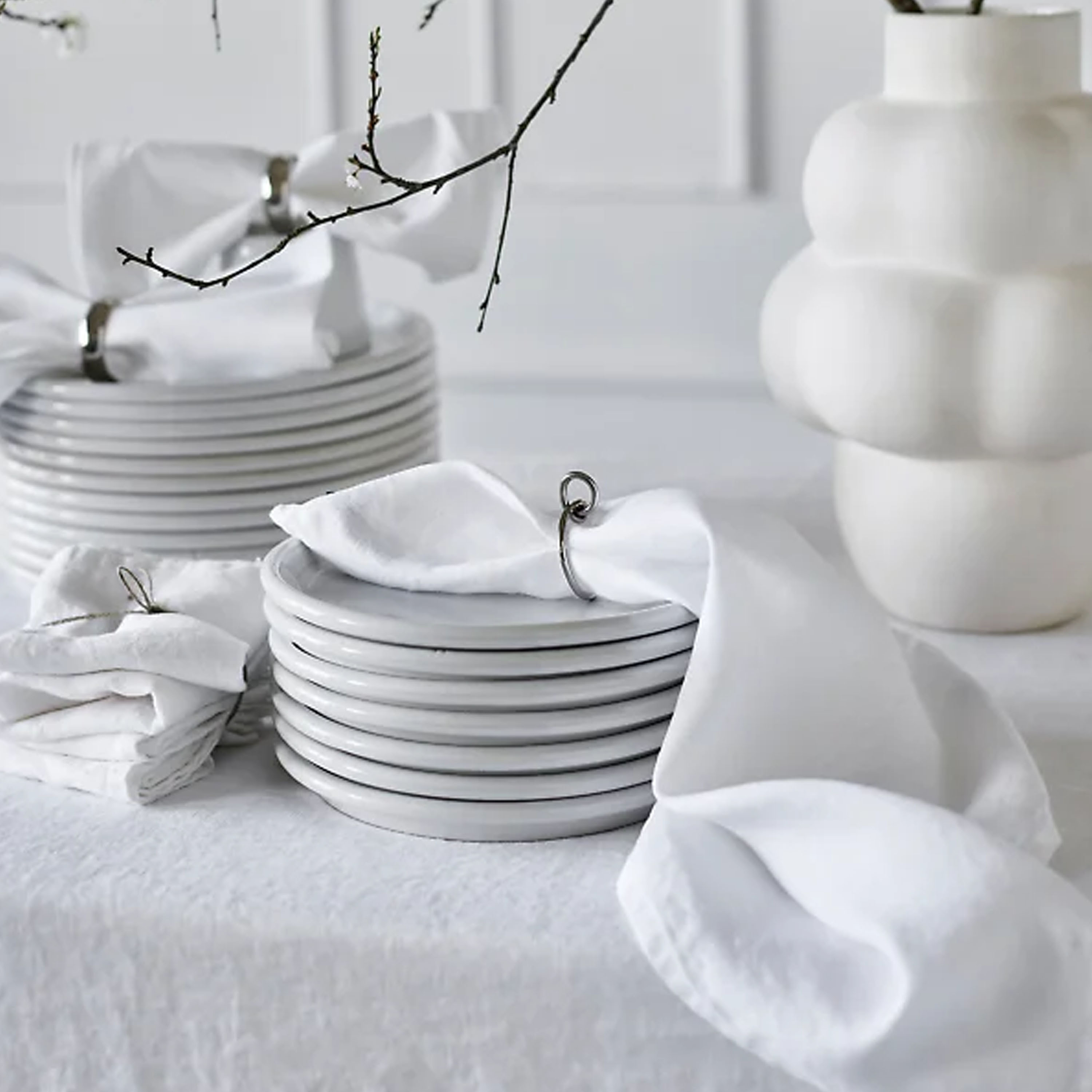 Himla Sunshine Linne Servett White 4-pack