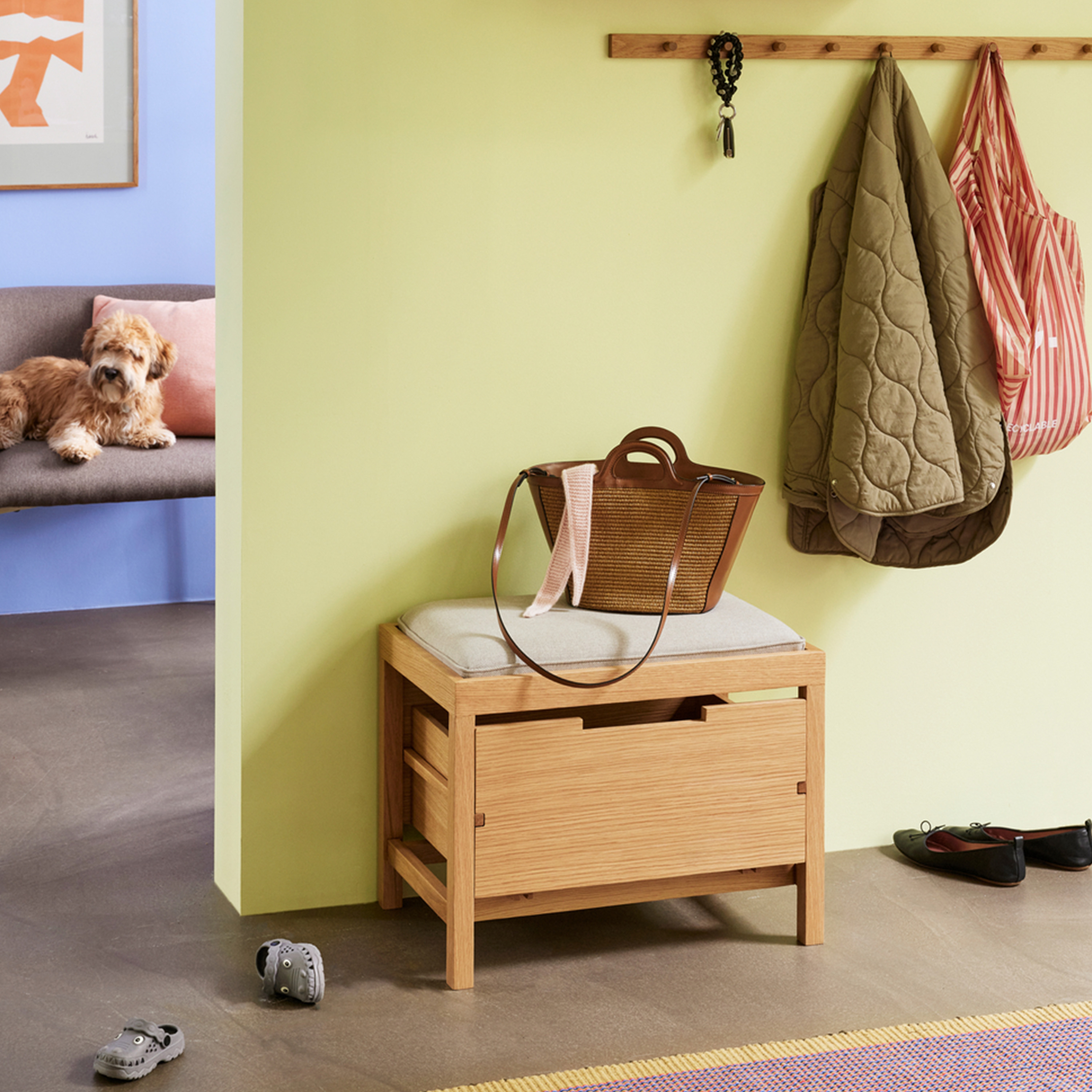 Hübsch Bifi Benk Sand/Natural 60x40