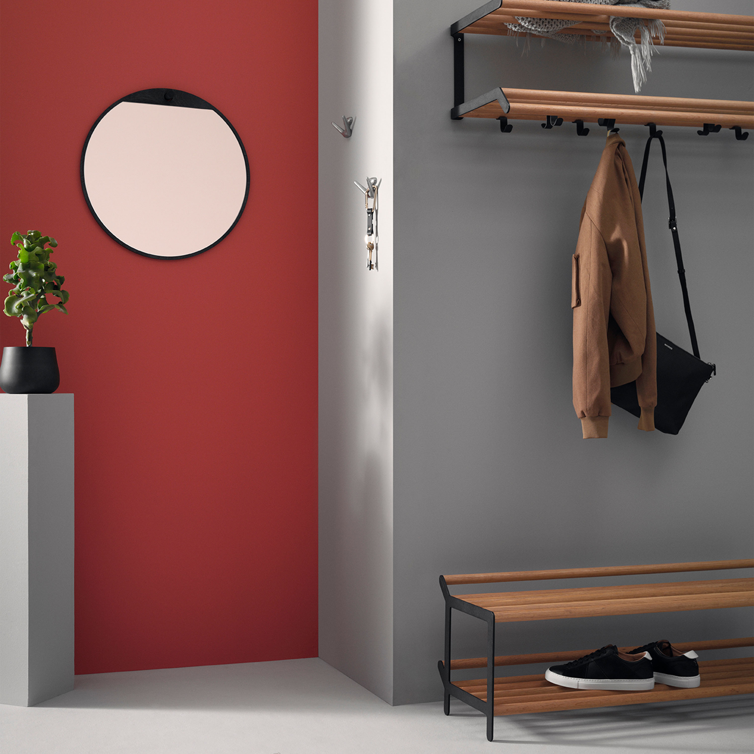 Essem Design Tamburin Kenkähylly Tammi/Musta 100cm