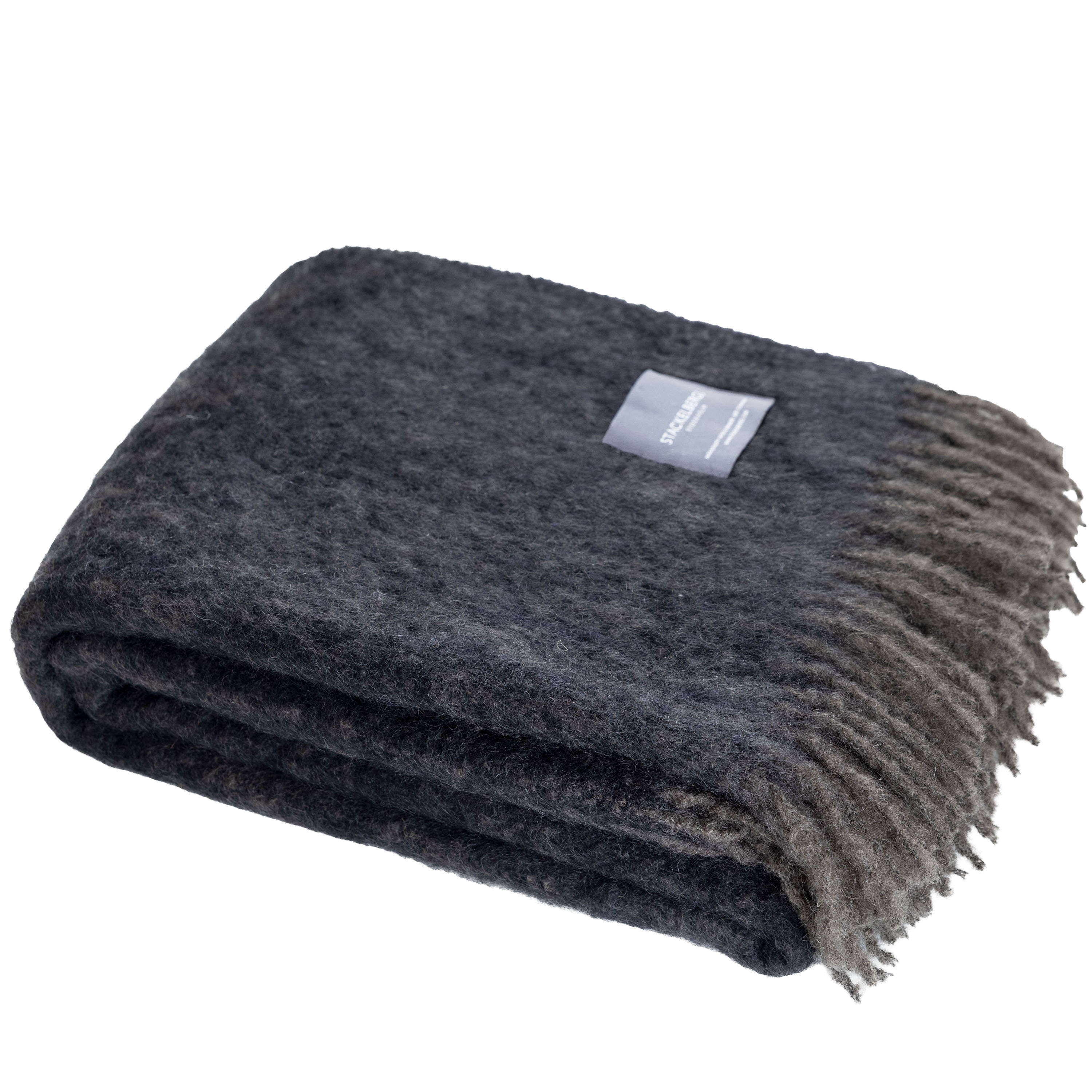 Mohair Pläd Charcoal & Black Melange