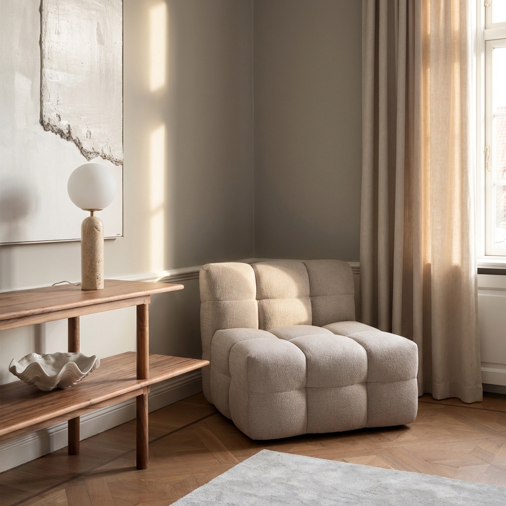 Sleepo Collection Billie Loungestol Beige Bouclé 89cm