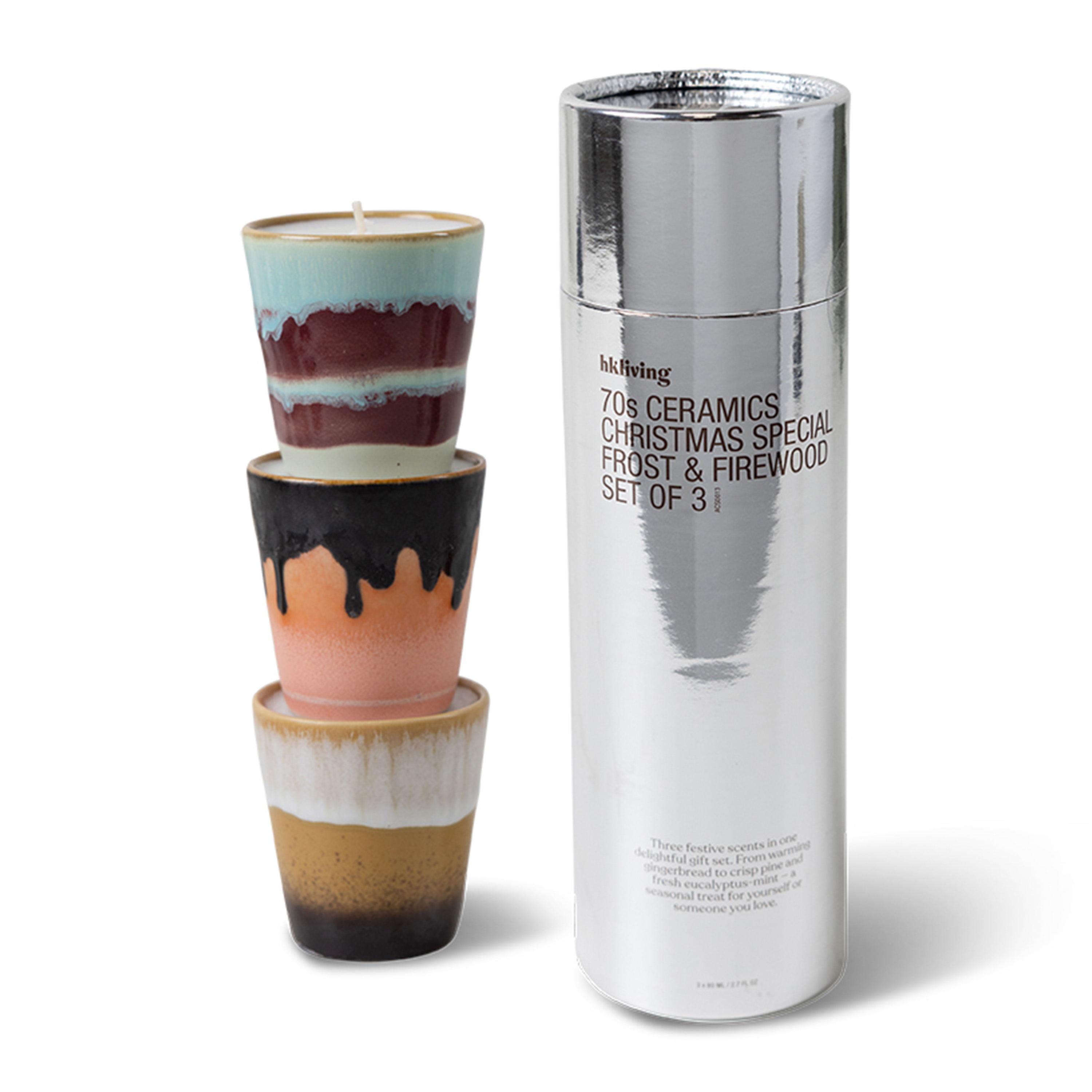 HKliving 70s Ceramics Tuoksukynttilät Christmas Special 3 kpl