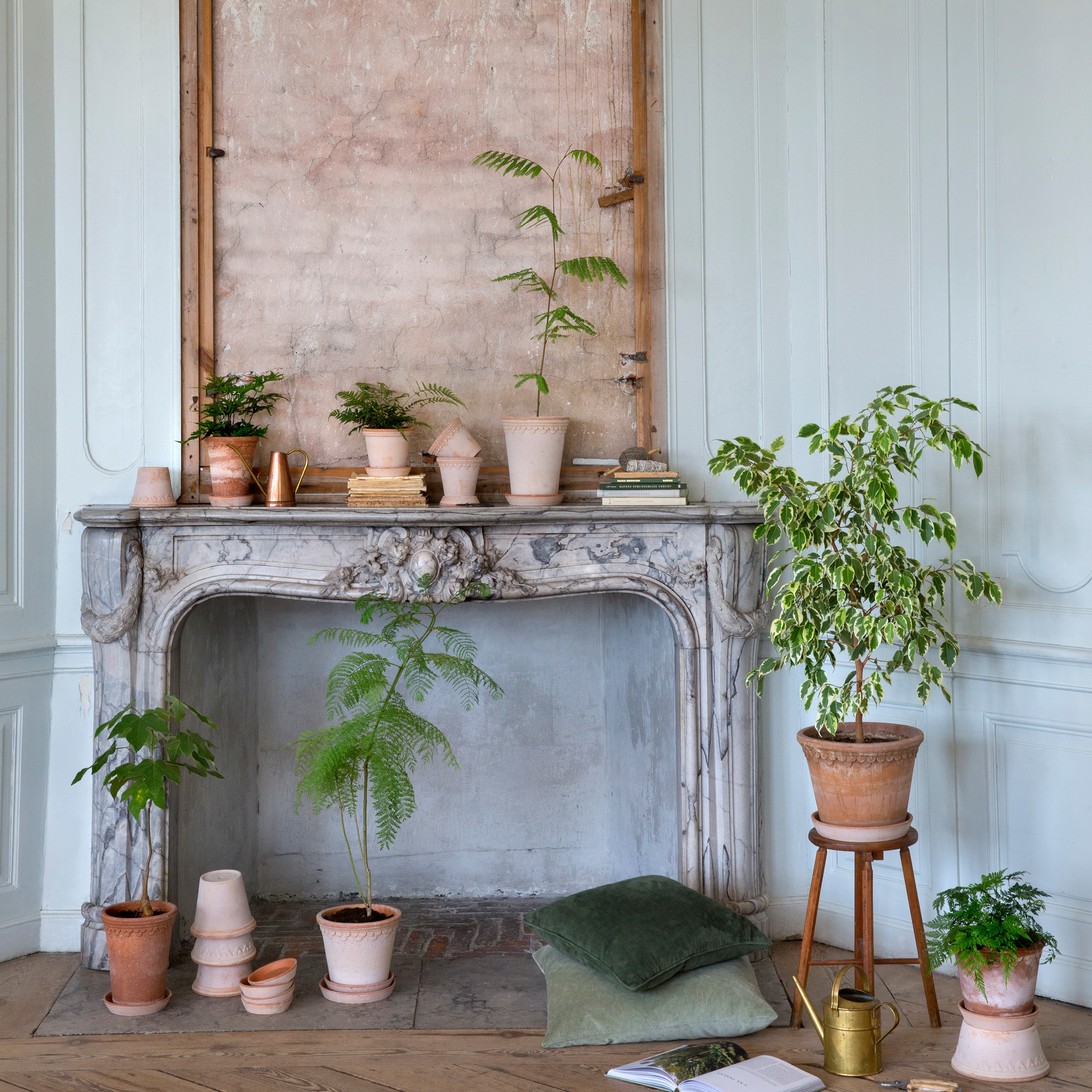 Bergs Potter Københavner Hoher Topf mit Untertasse Rohrosa Terrakotta Ø14