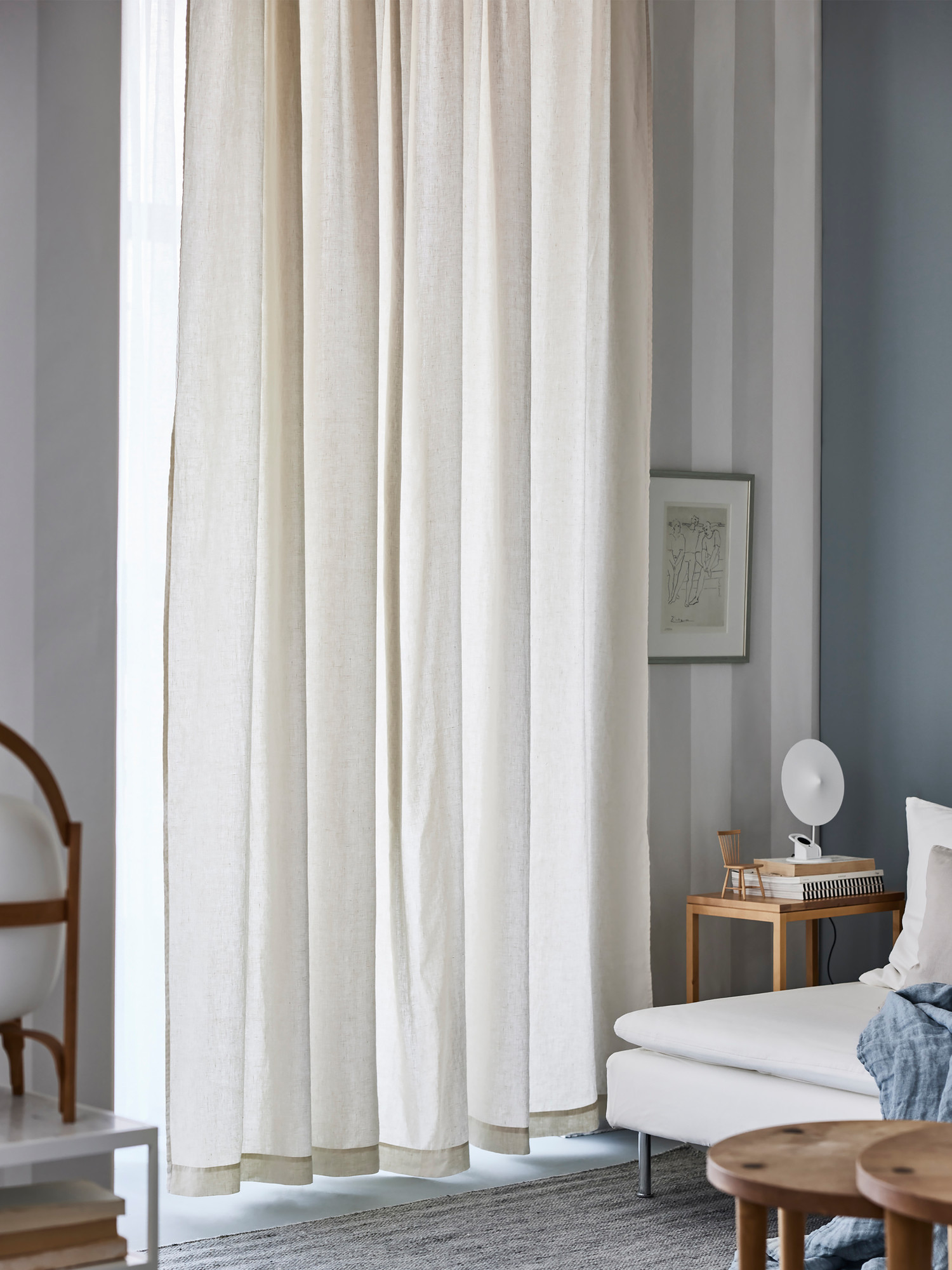 Himla Sunrise Vorhanglänge Leinen Nebel 140x290