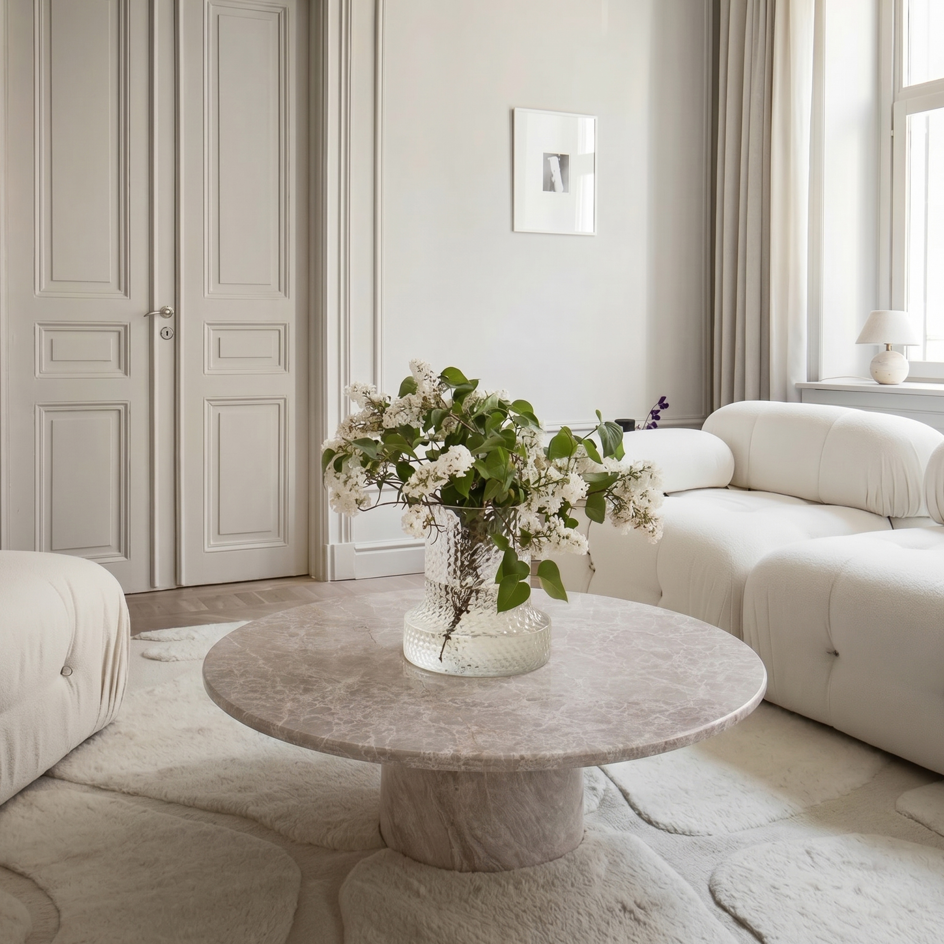 Sleepo Collection Nicola Soffbord Marmor Greige Ø110