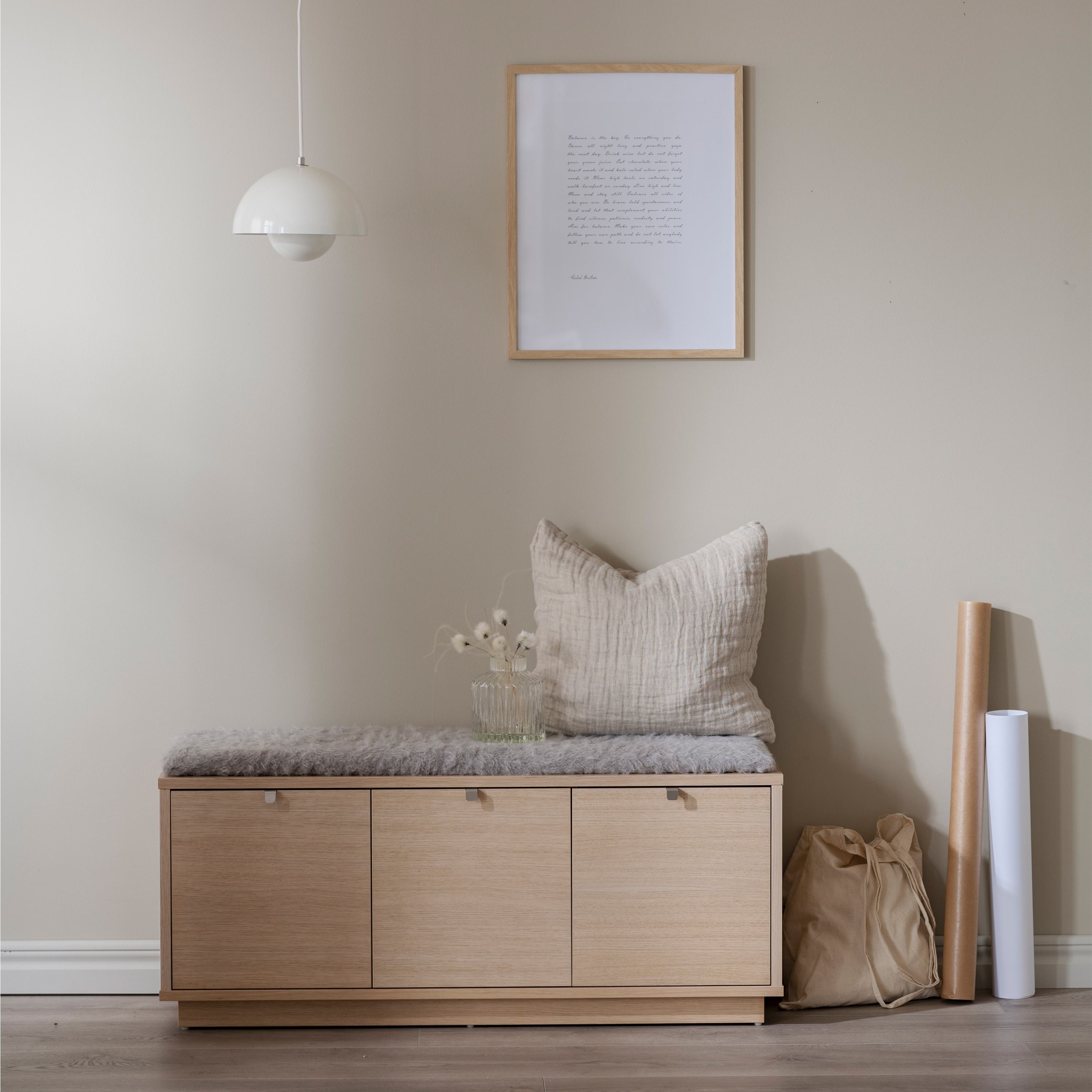 Rowico Home Confetti Bänk 3 Vitpigmenterad/Ljusgrå