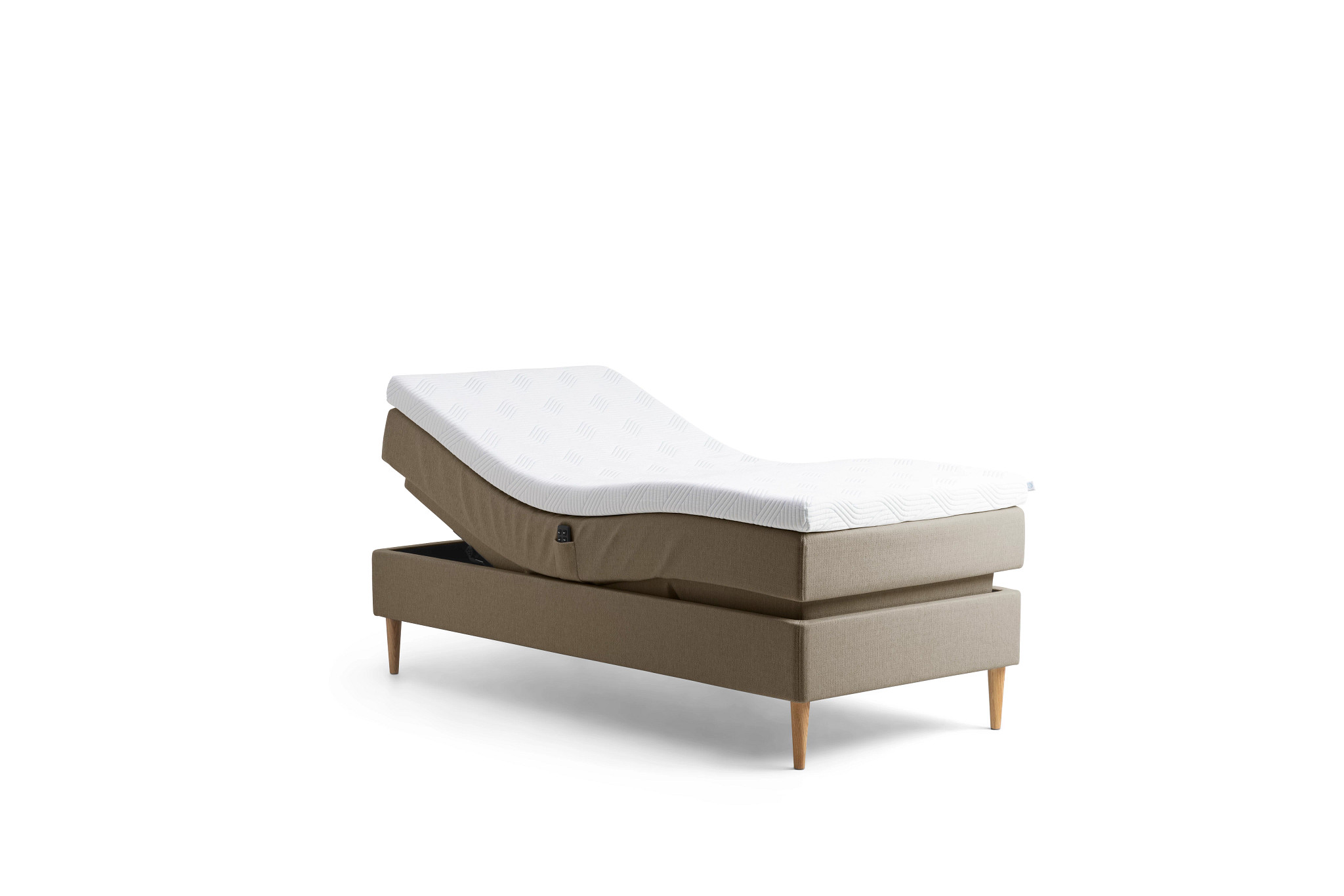 Promise Ställbar Säng Warm Grey 90x200 ProLuxe SmartCool 10cm Medium Metallben Krom 19cm