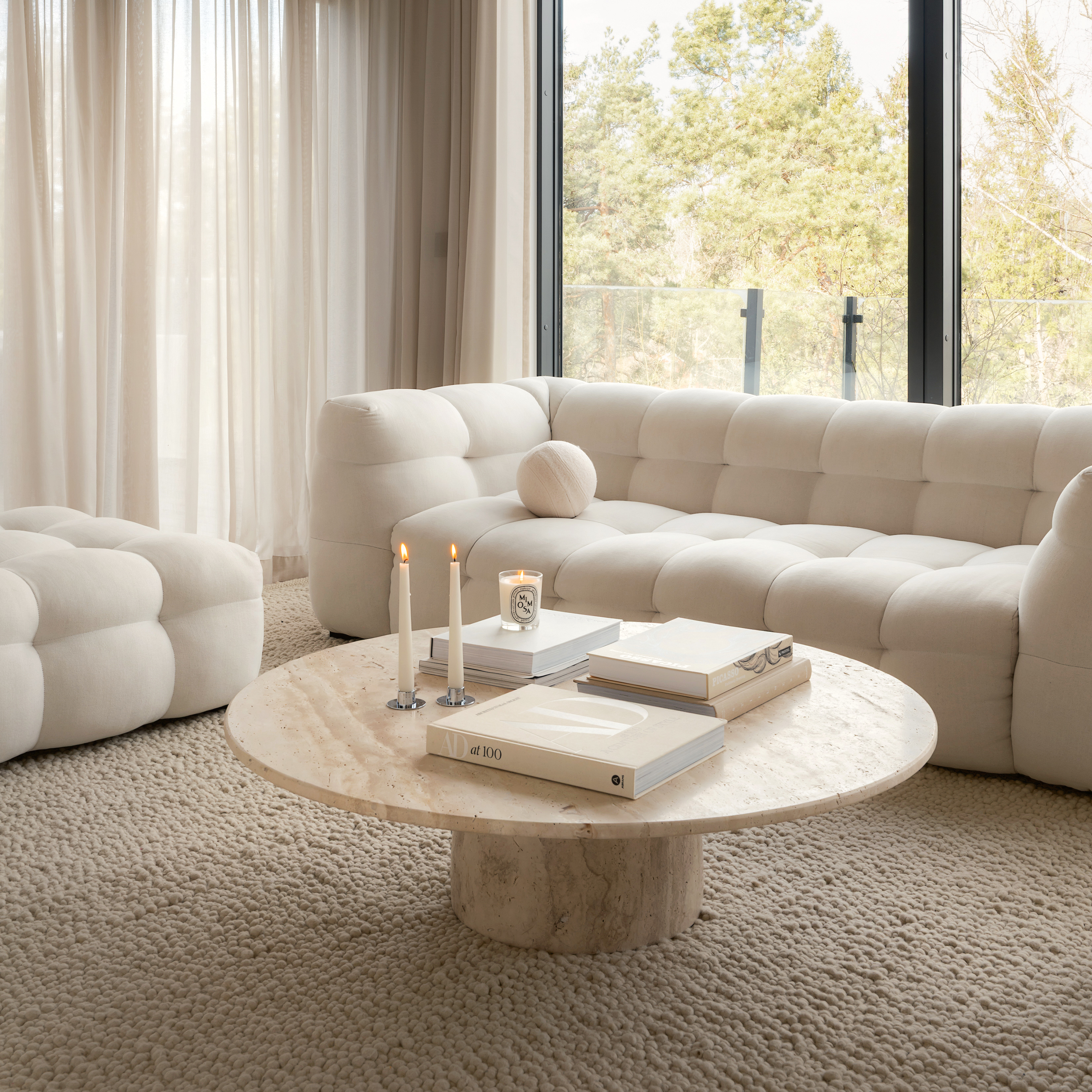 Sleepo Collection Nicola Salongbord Travertin Ø110