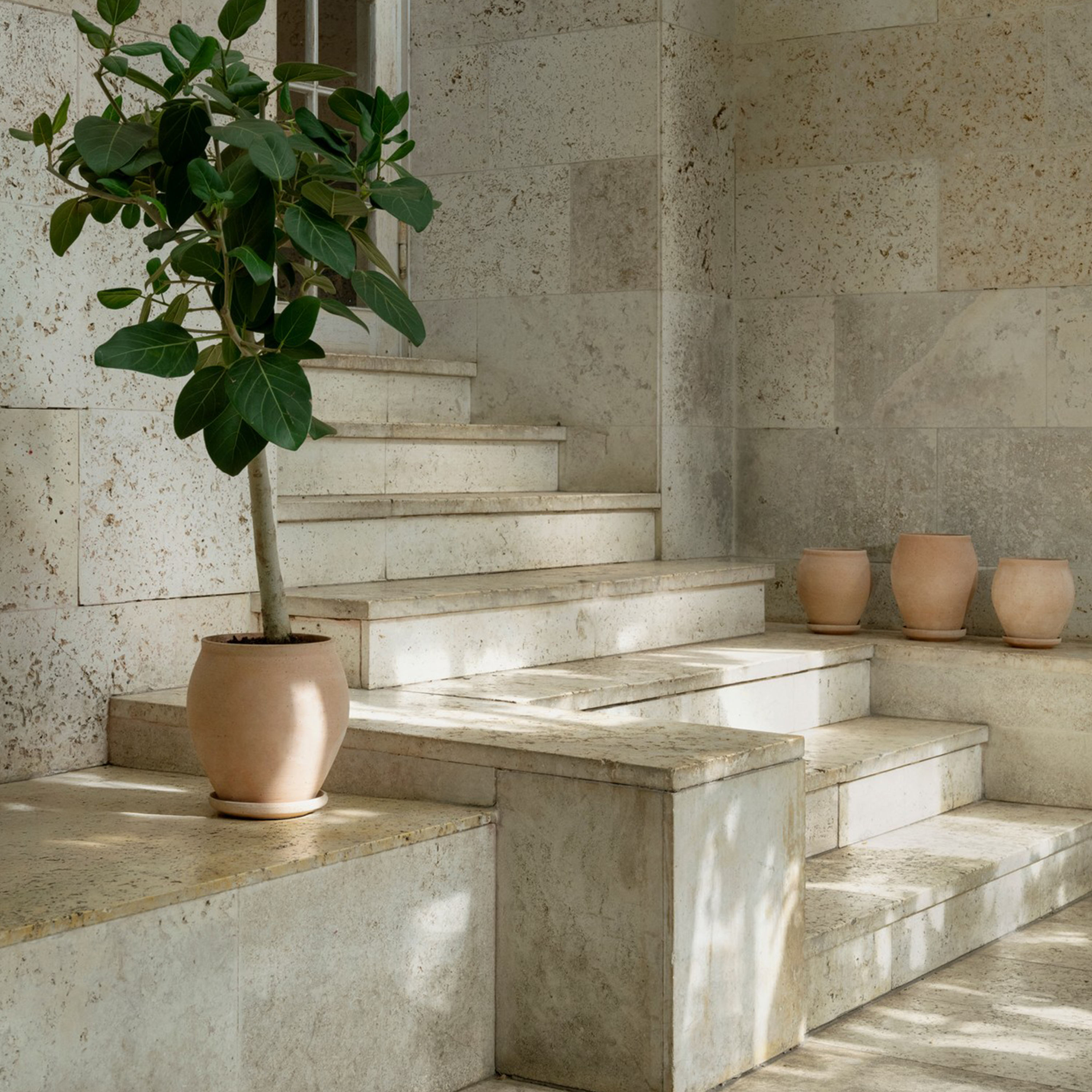 Bergs Potter Delphi Ruukku aluslautasella Raw Rosa Ø26