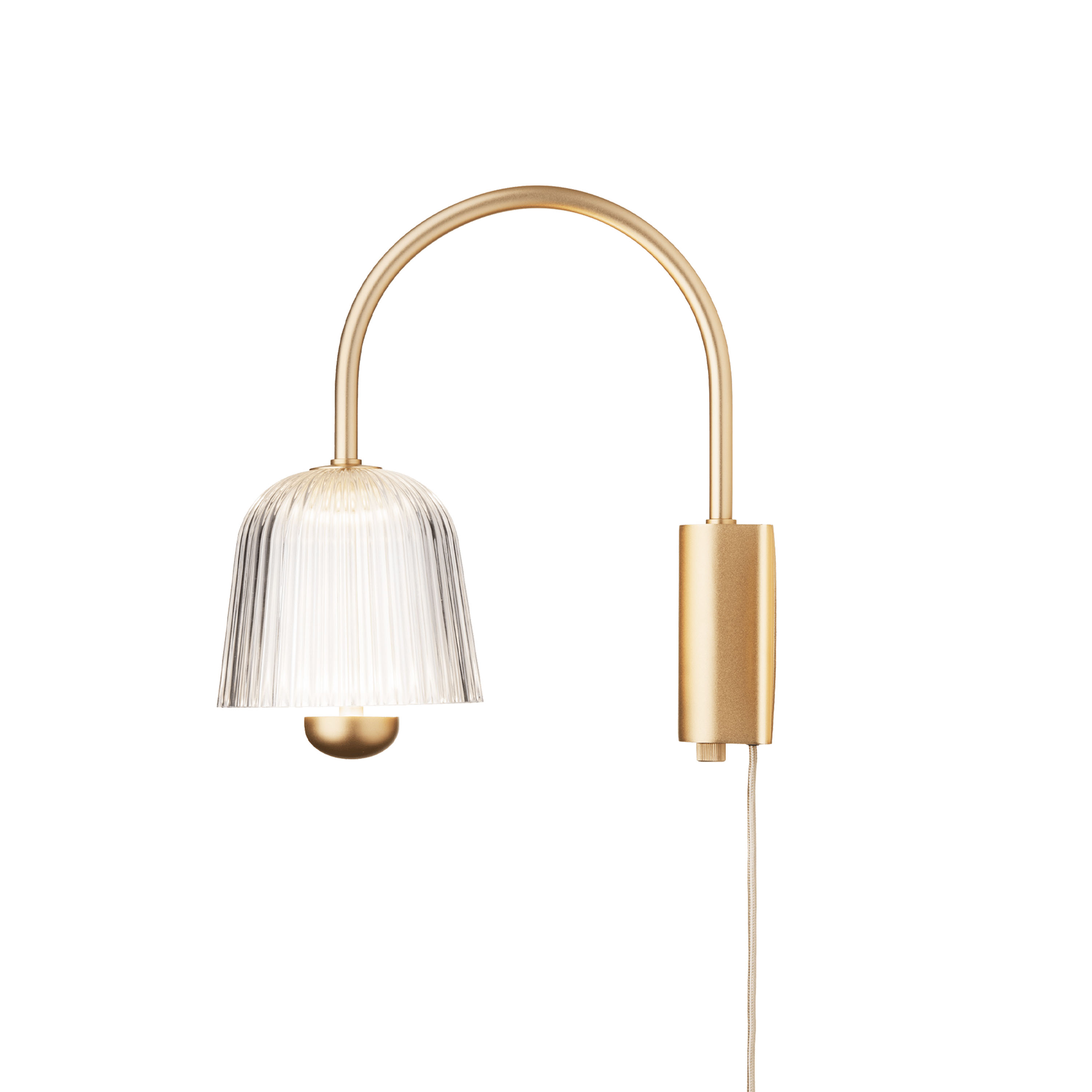 Nuura Asteea Vägglampa Satin Brass/Ripple Clear