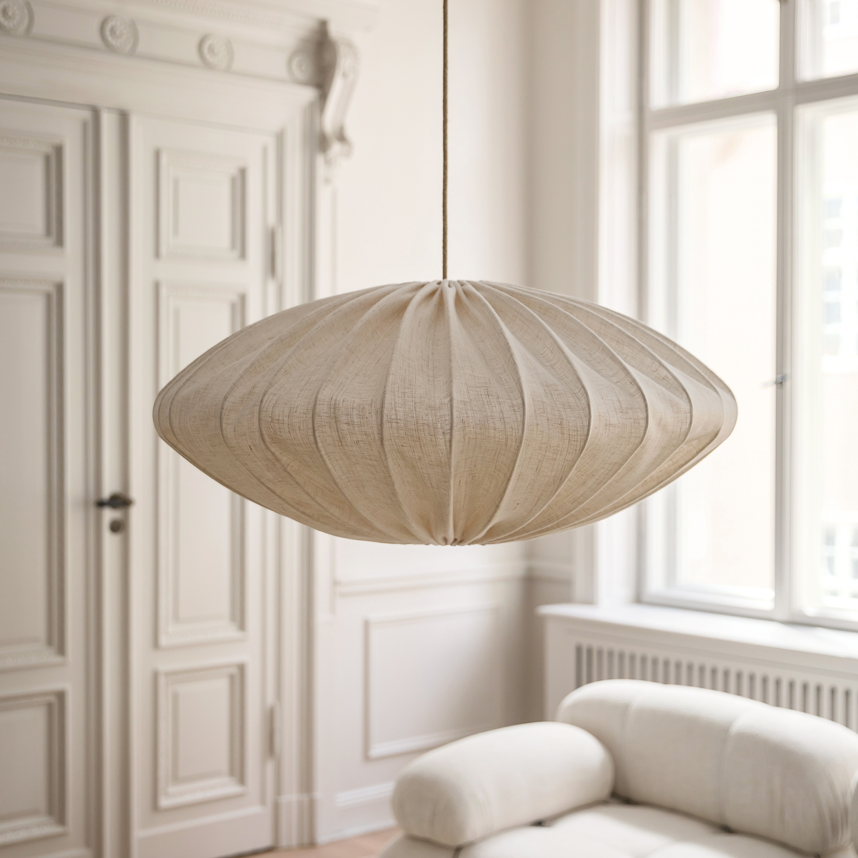 Watt &amp; Veke Ellipse Deckenlampe Leinen Natur 80
