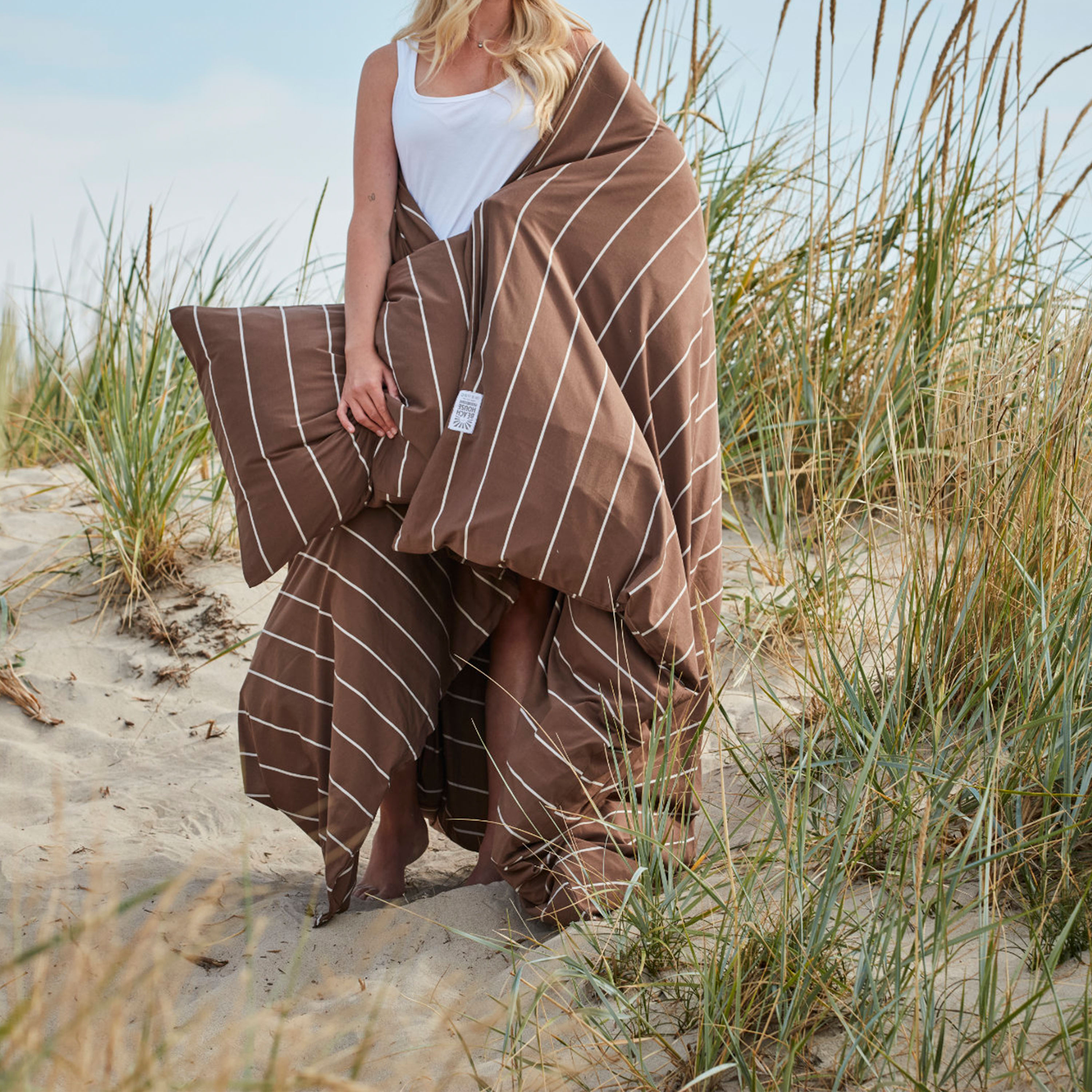 Lines Duvet Cover Set Choco/Greige Double