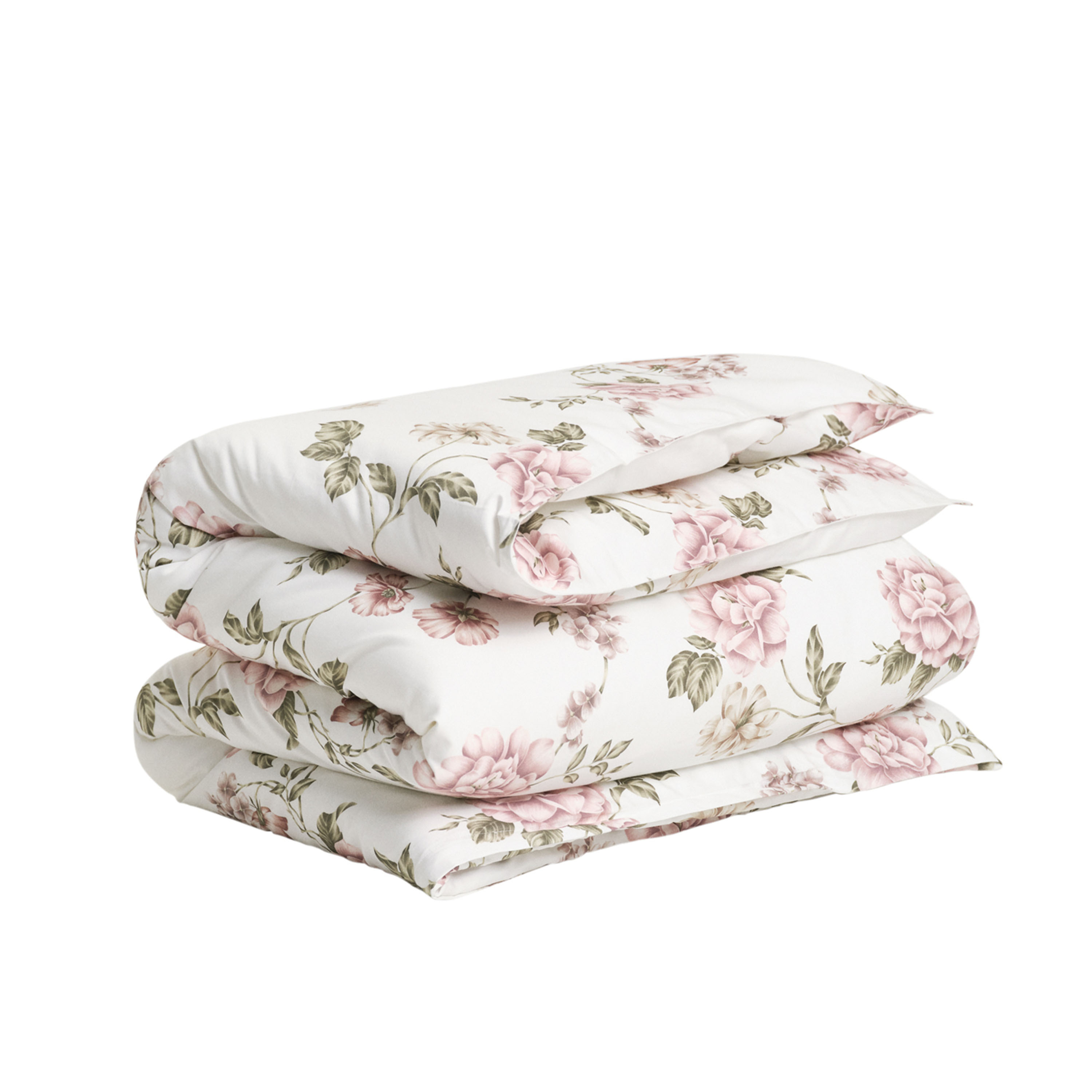 Floral Print Påslakan Washed Pink Dubbel