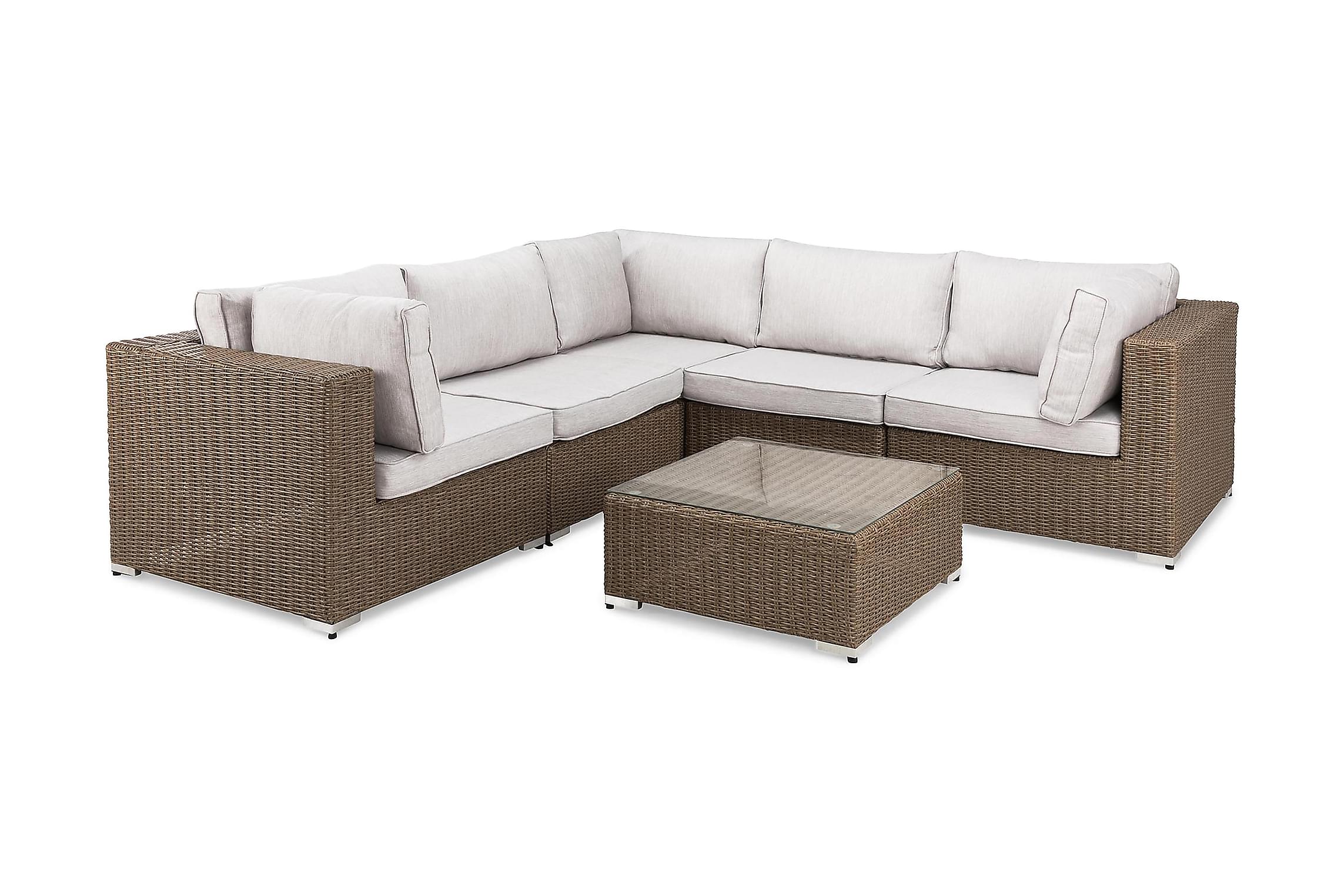 Nordic Outdoor - Lillian 5-seter Loungesofa Brun/Lysegrå - Loungegrupper