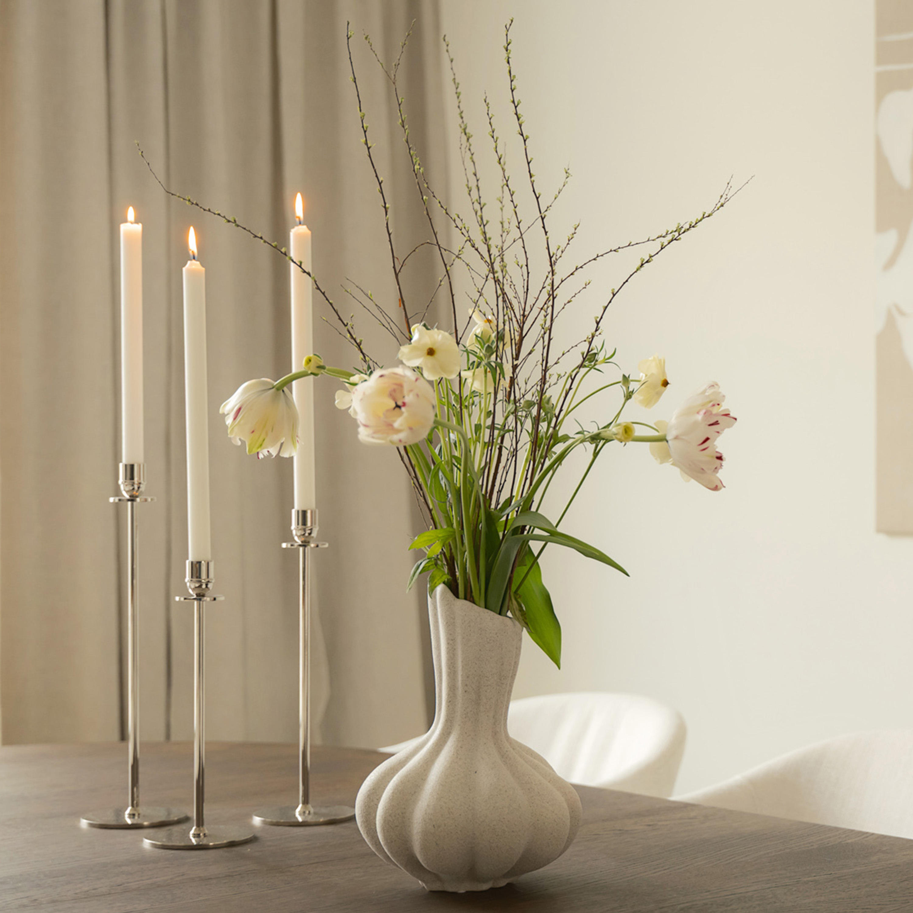 Hilke Collection Chiaro Di Luna Ljusstake Silver 35 cm