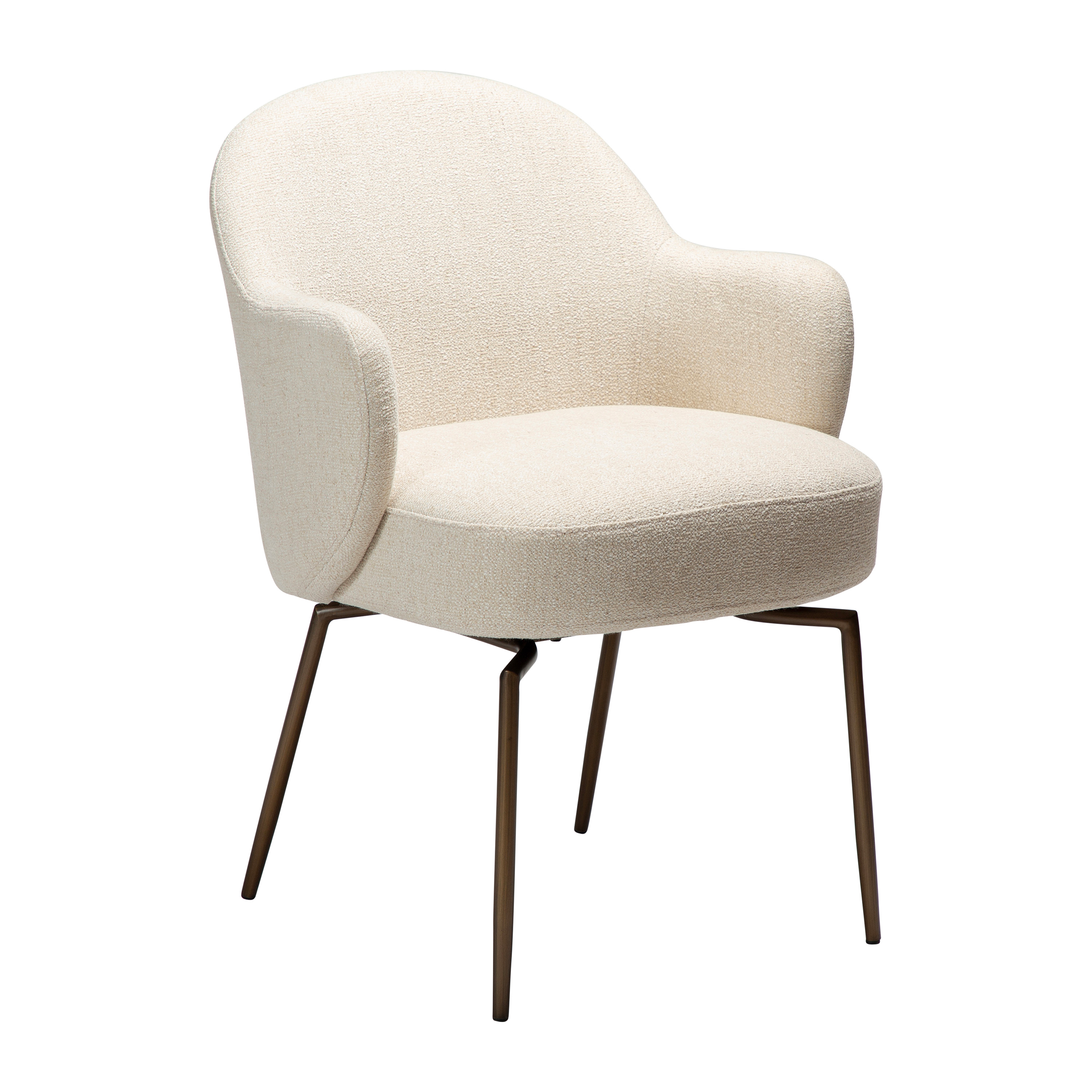 Bae Swivel Karmstol Simply Beige Bouclé/Antique Brass