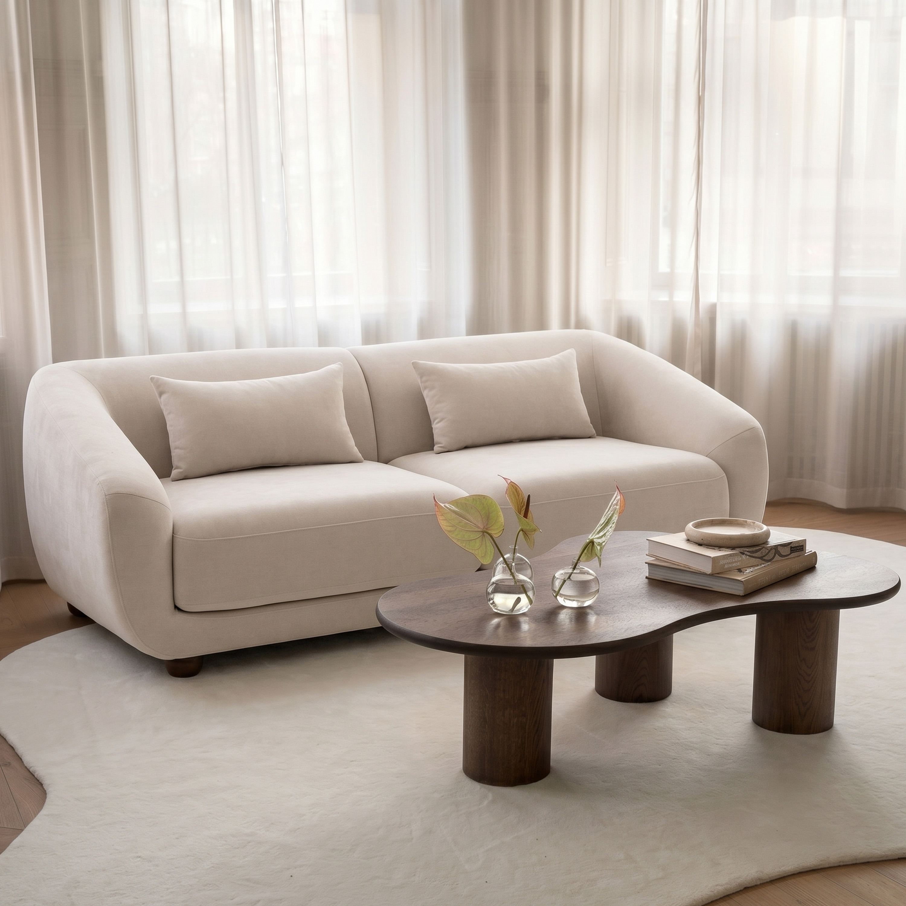 Sleepo Collection Alba 2-sits Soffa Beige 218cm