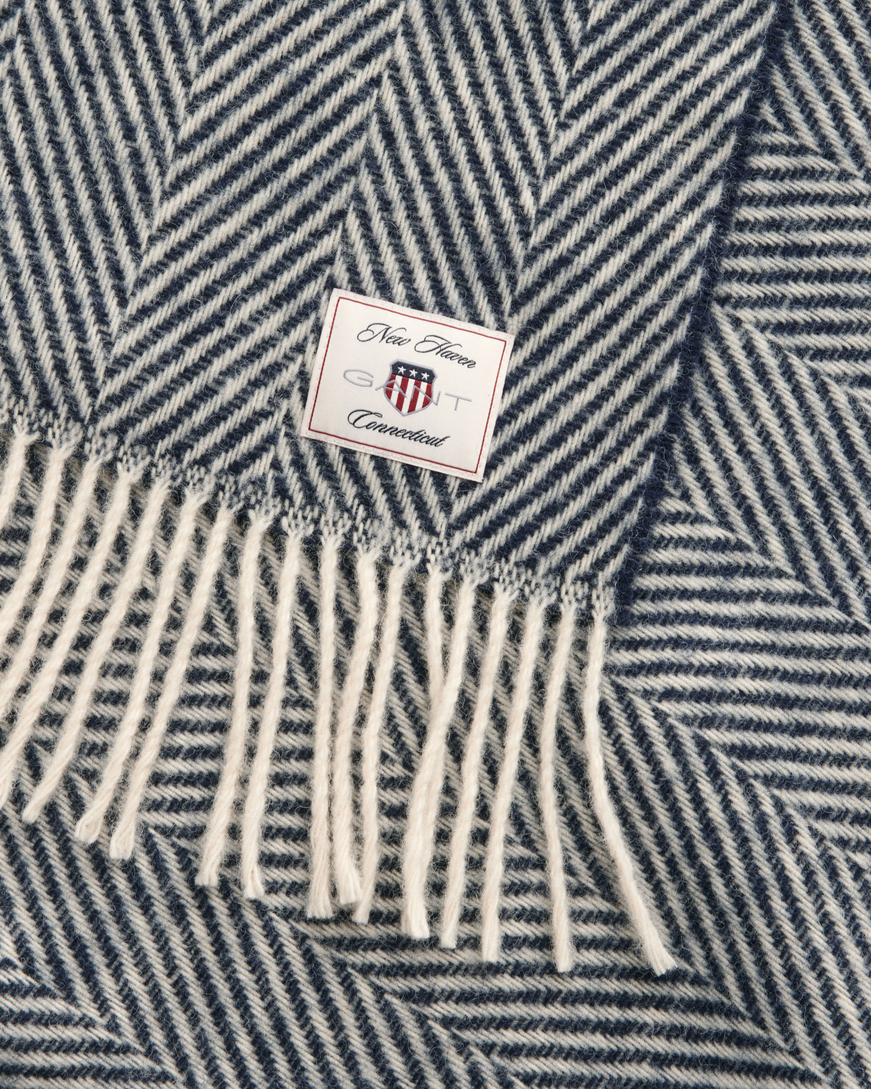 GANT Home Herringbone Ullpledd Evening Blue 130x200