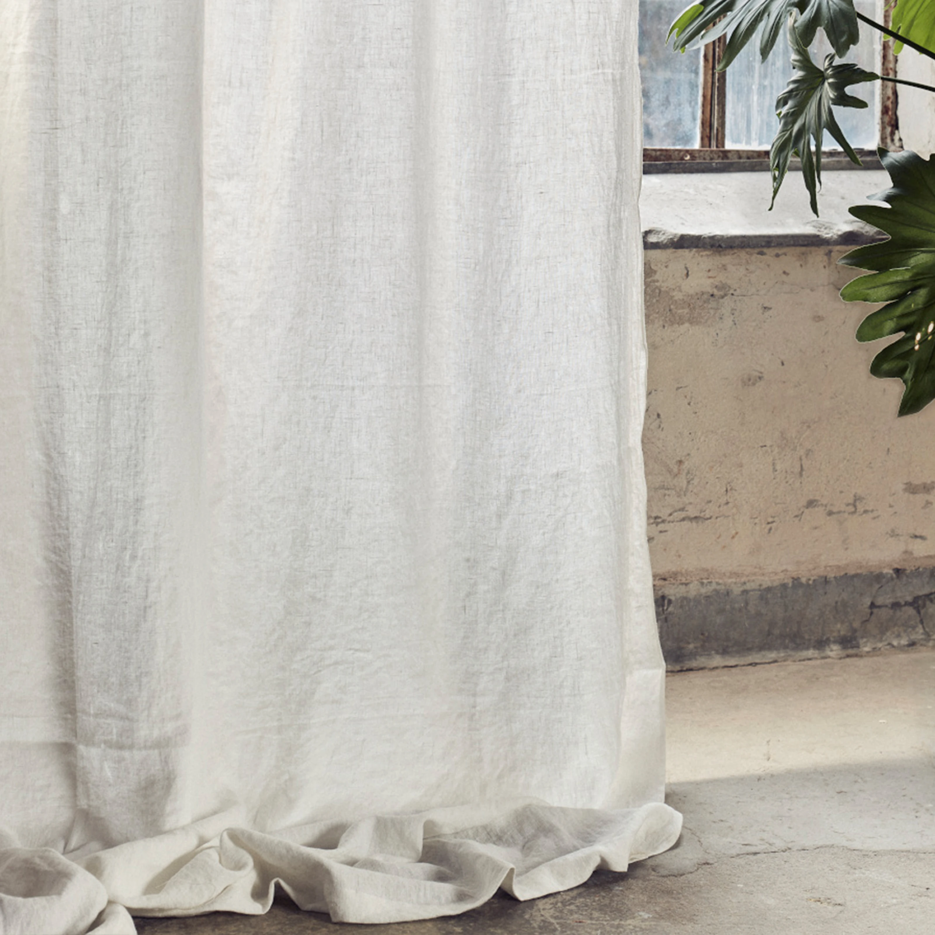 Lovely Gardinlengde Lin Offwhite 280cm