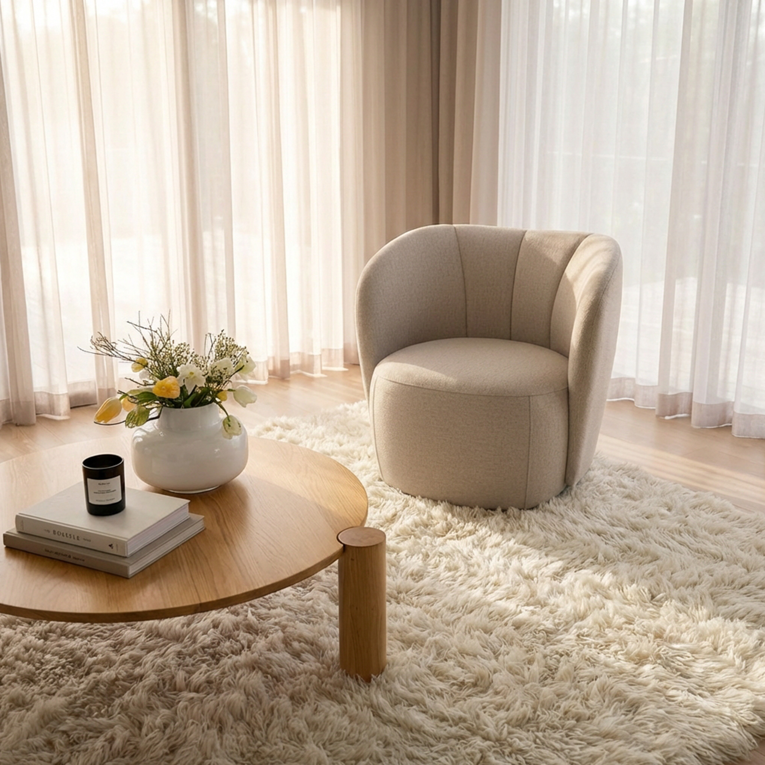 Sleepo Collection Lollo Lounge Chair Beige Bouclé