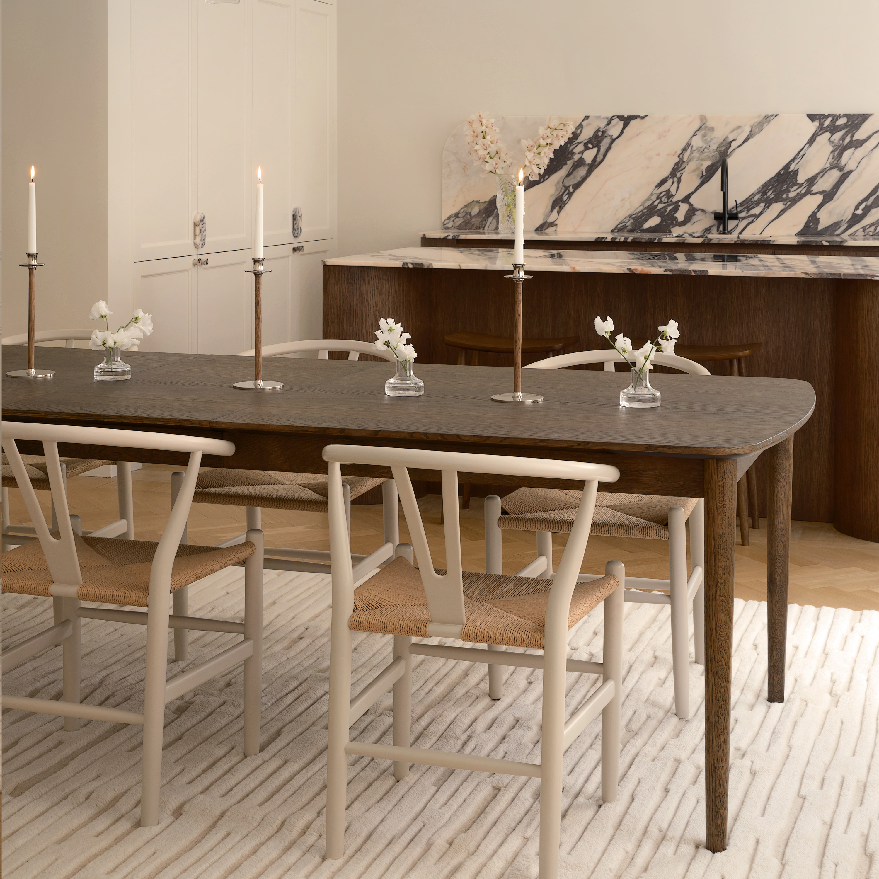 Sleepo Collection Leah Dining Table Brown Stained Oak 220+50+50