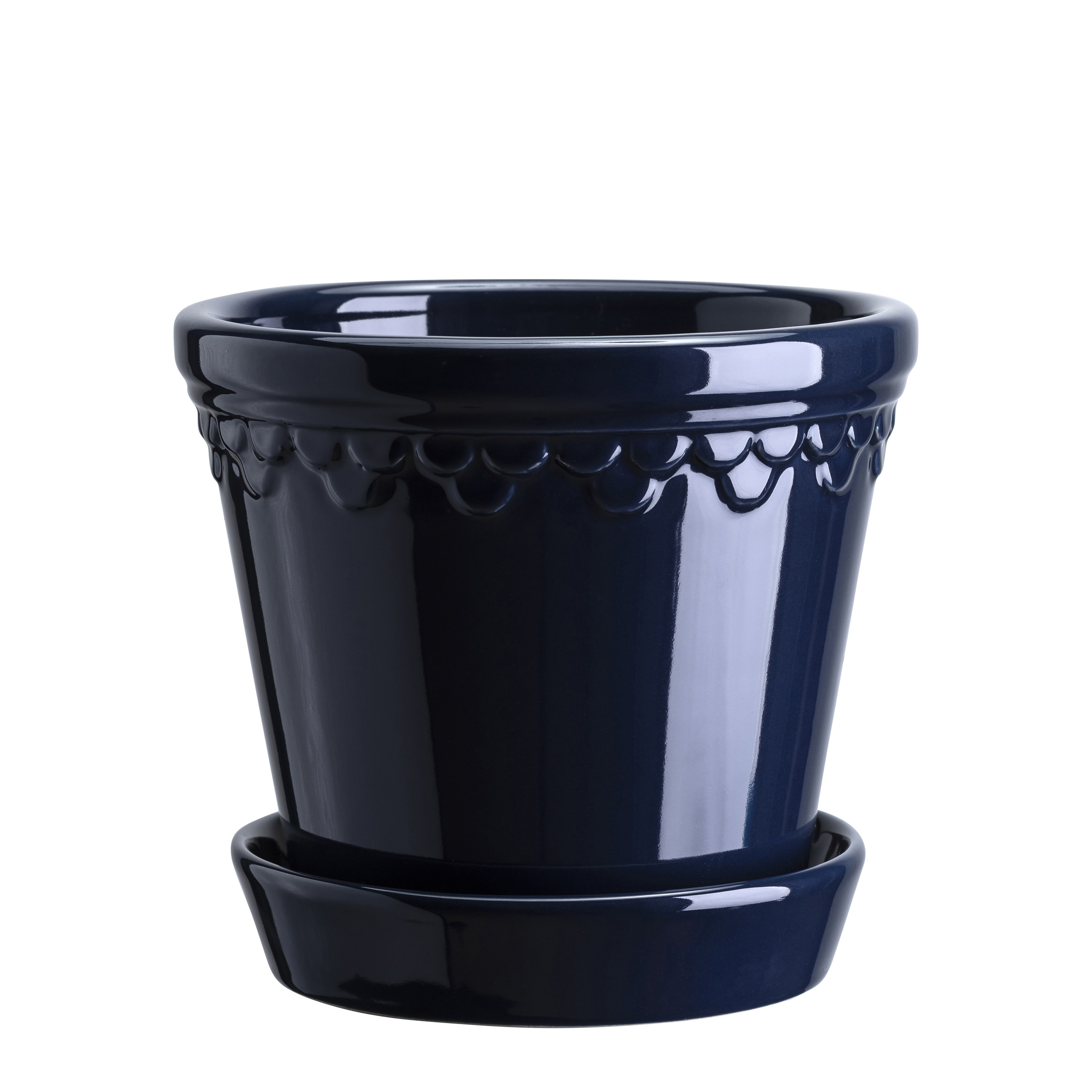 Københavner Kruka med fat Glazed Sapphire Blue Ø21